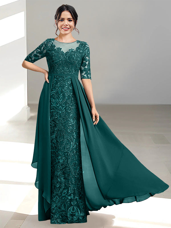 Long Mother of the Bride Dress with A Line and Scoop Necklines