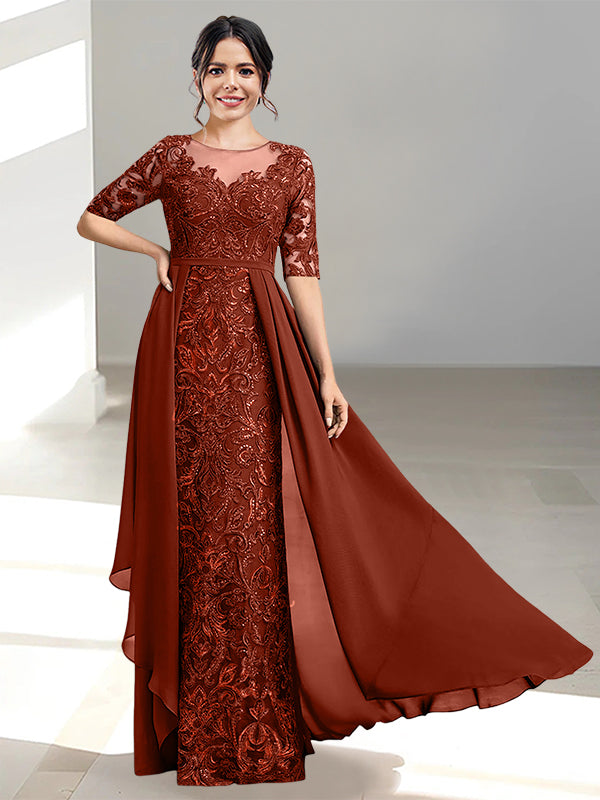 Long Mother of the Bride Dress with A Line and Scoop Necklines