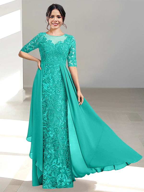 Long Mother of the Bride Dress with A Line and Scoop Necklines