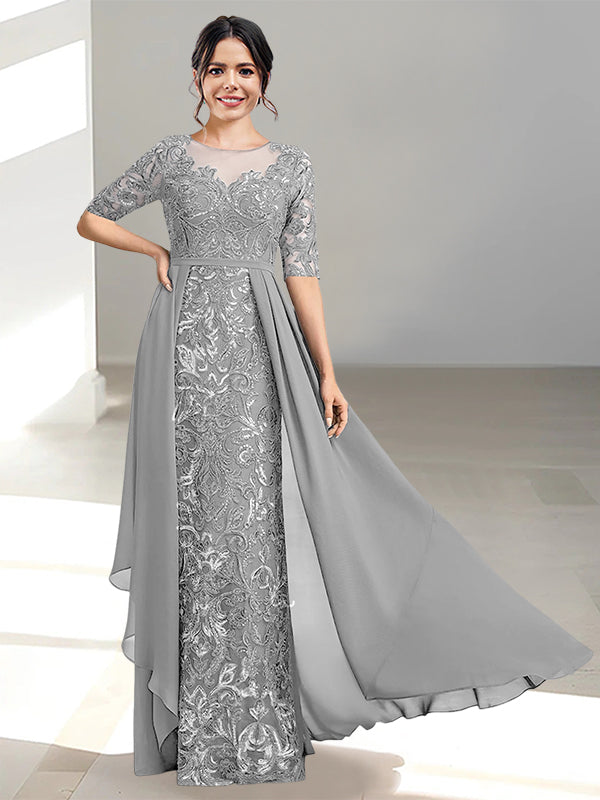 Long Mother of the Bride Dress with A Line and Scoop Necklines