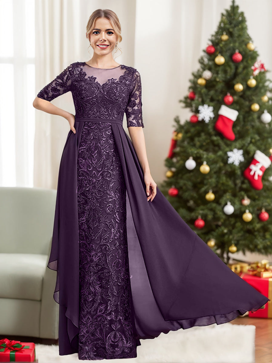 Long Mother of the Bride Dress with A Line and Scoop Necklines