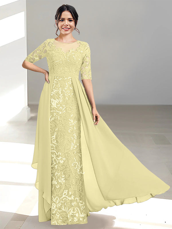 Long Mother of the Bride Dress with A Line and Scoop Necklines