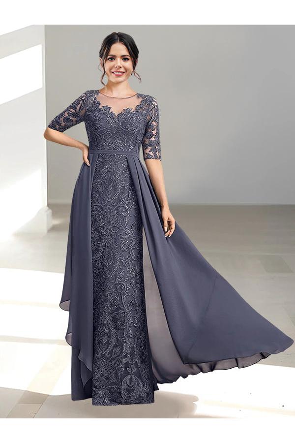 Long Mother of the Bride Dress with A Line and Scoop Necklines