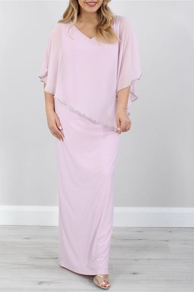Long Mother of the Bride Gown with 3/4 Sleeves