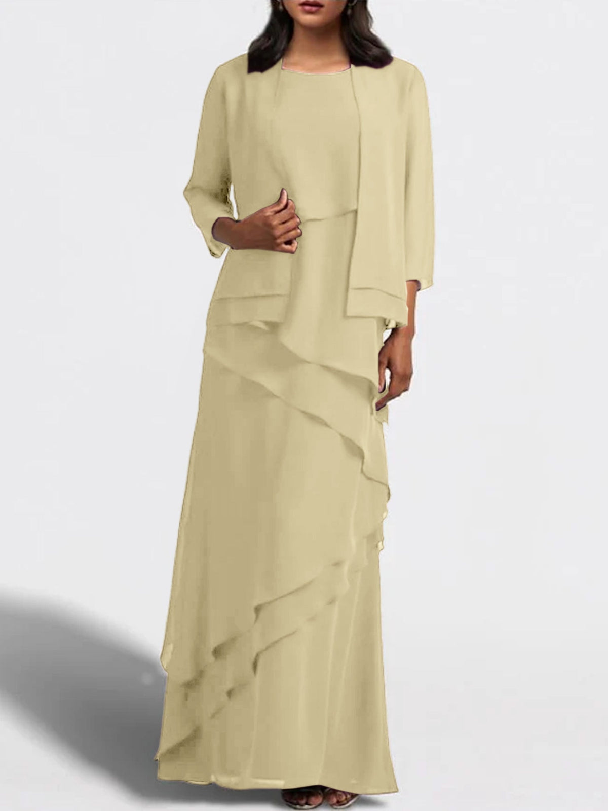 Long Mother of the Bride Sheath Dress with Matching Jacket