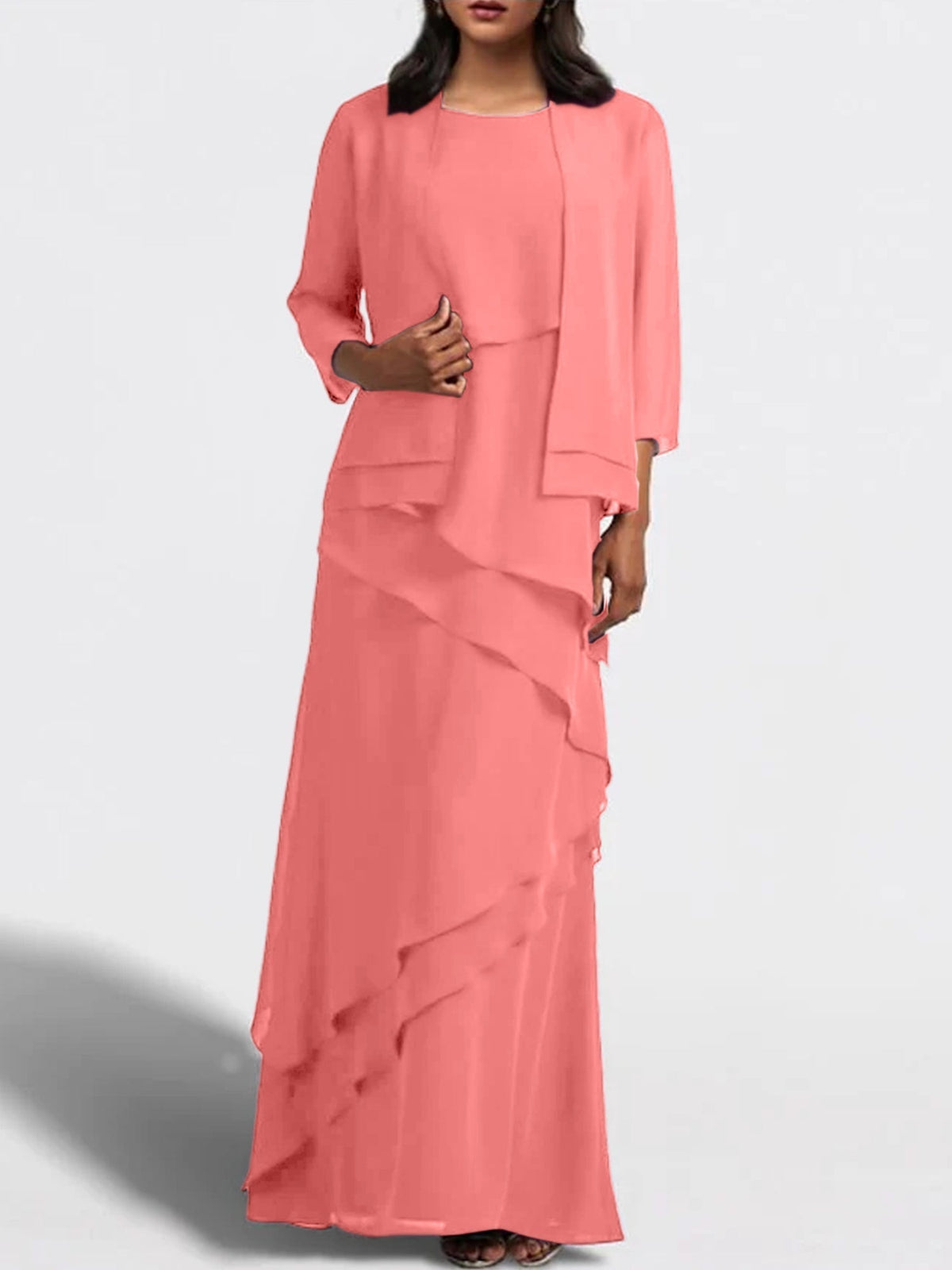 Long Mother of the Bride Sheath Dress with Matching Jacket