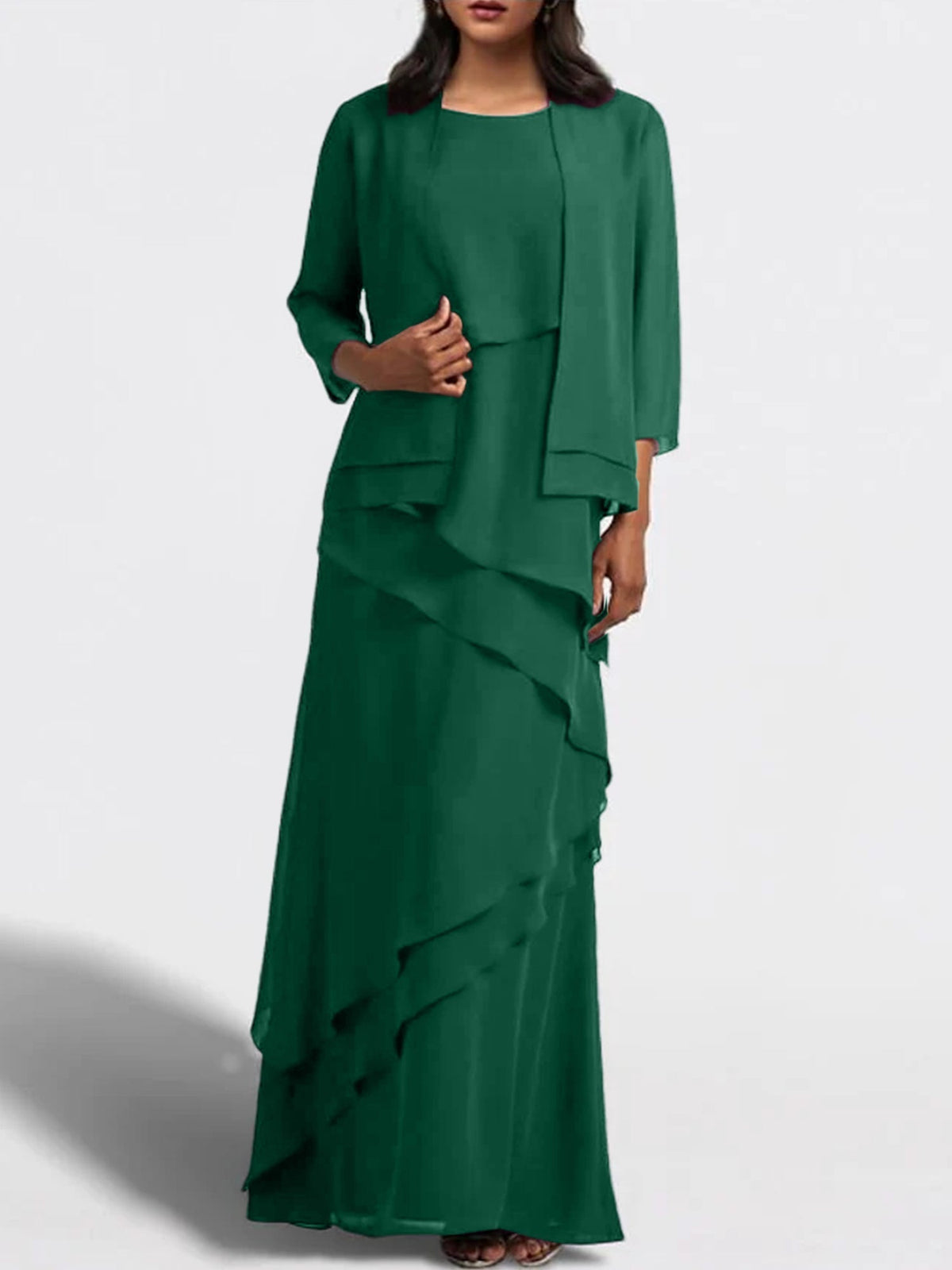 Long Mother of the Bride Sheath Dress with Matching Jacket