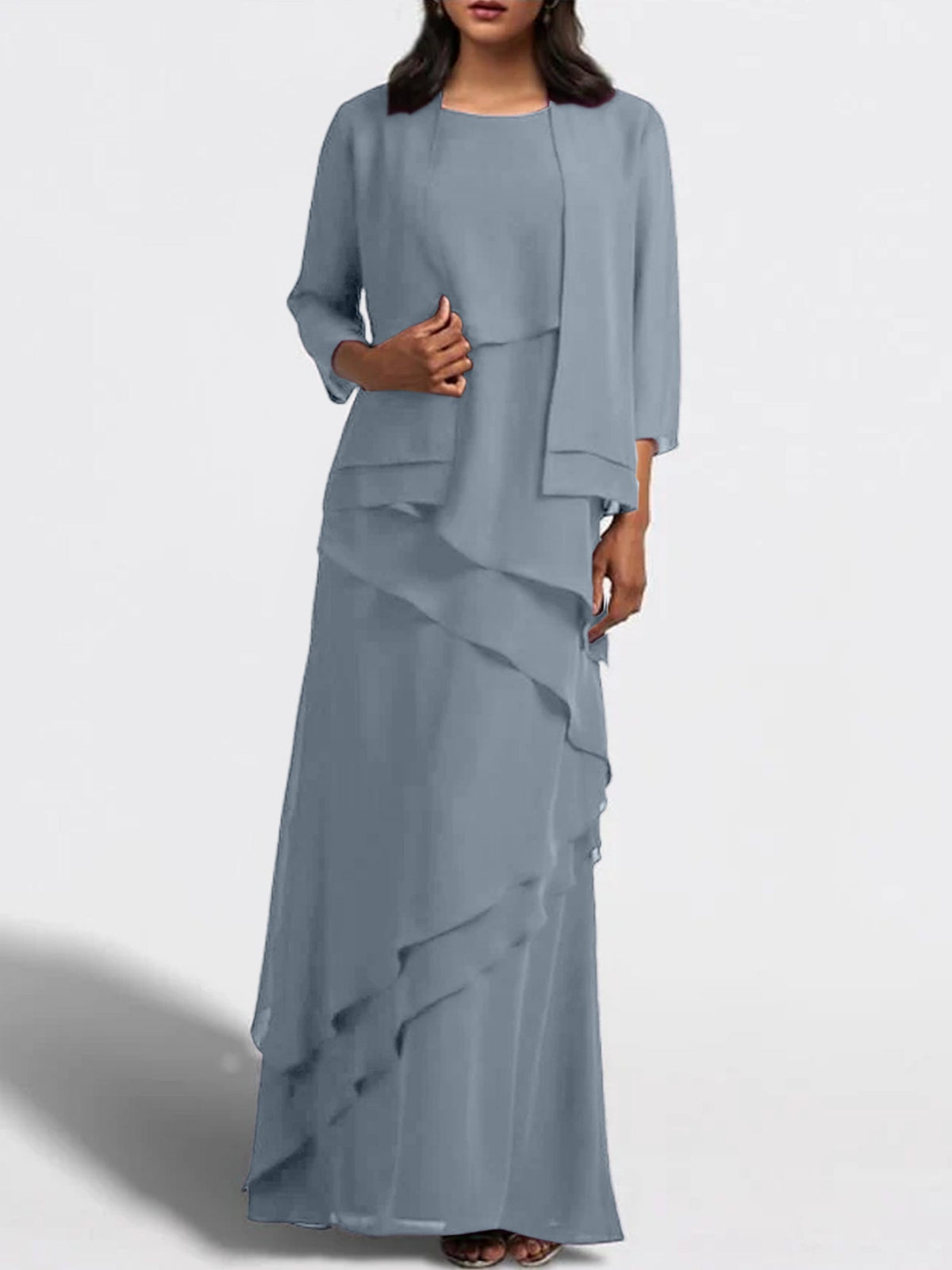 Long Mother of the Bride Sheath Dress with Matching Jacket