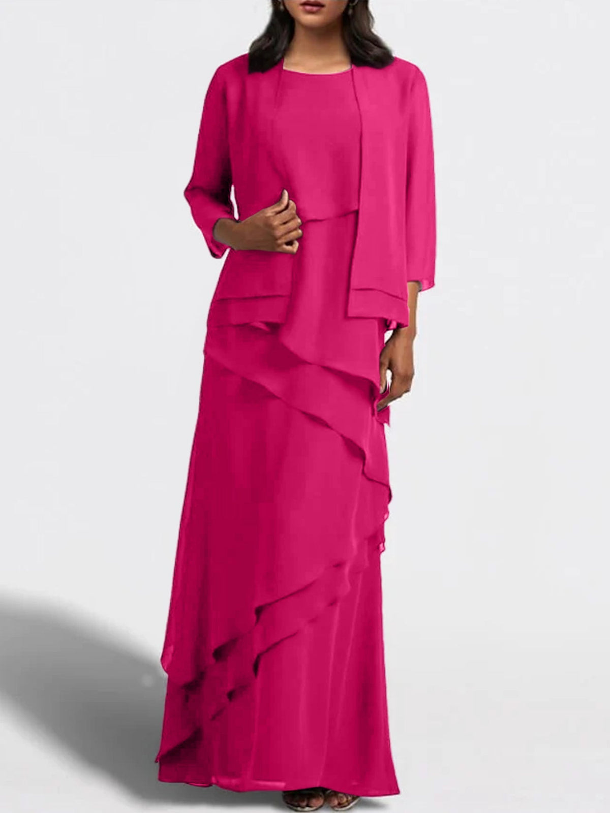 Long Mother of the Bride Sheath Dress with Matching Jacket