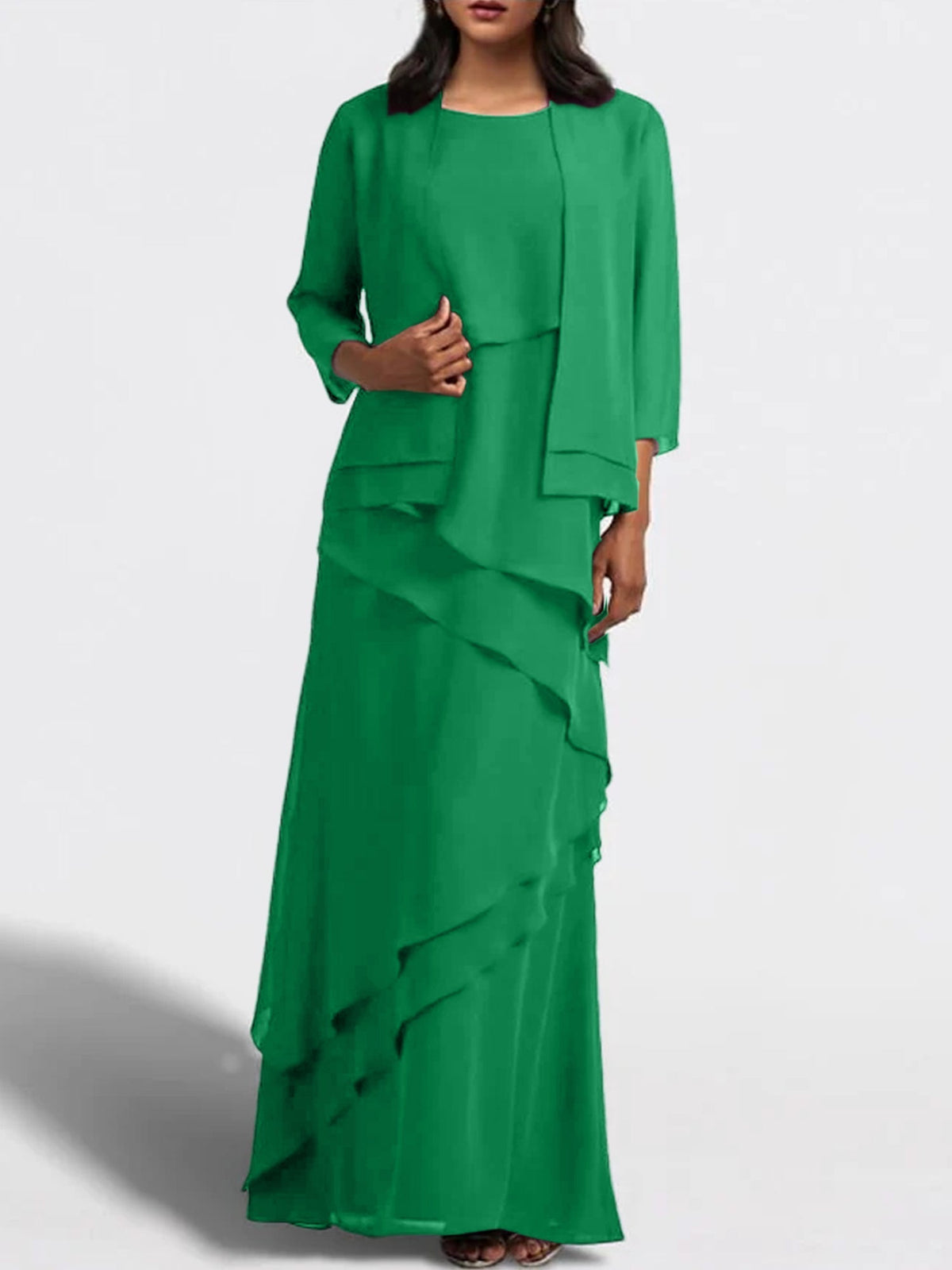 Long Mother of the Bride Sheath Dress with Matching Jacket