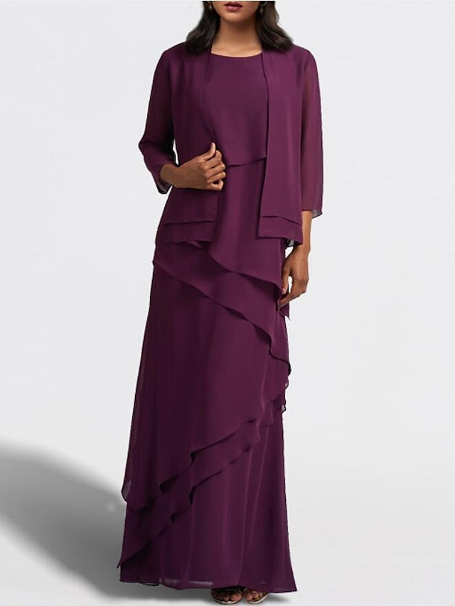 Long Mother of the Bride Sheath Dress with Matching Jacket
