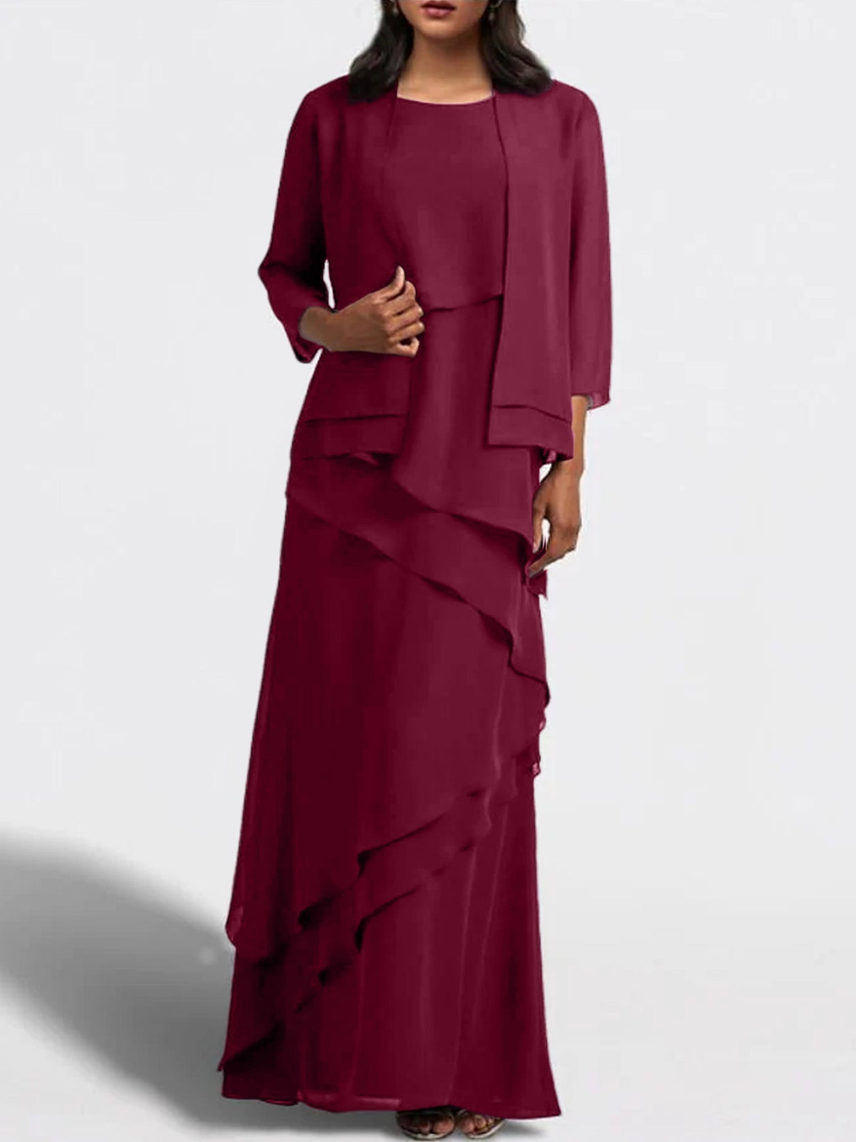 Long Mother of the Bride Sheath Dress with Matching Jacket