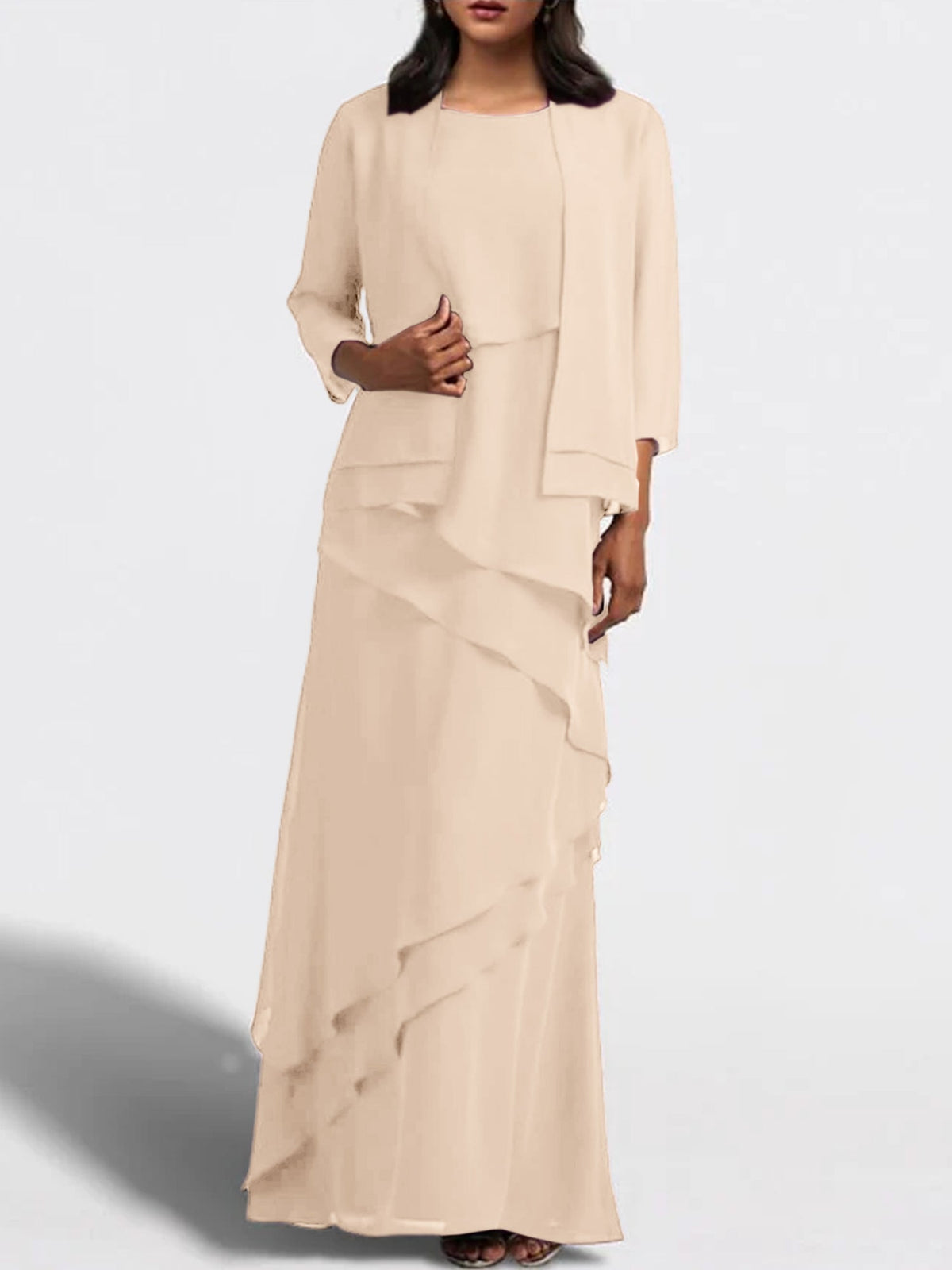Long Mother of the Bride Sheath Dress with Matching Jacket