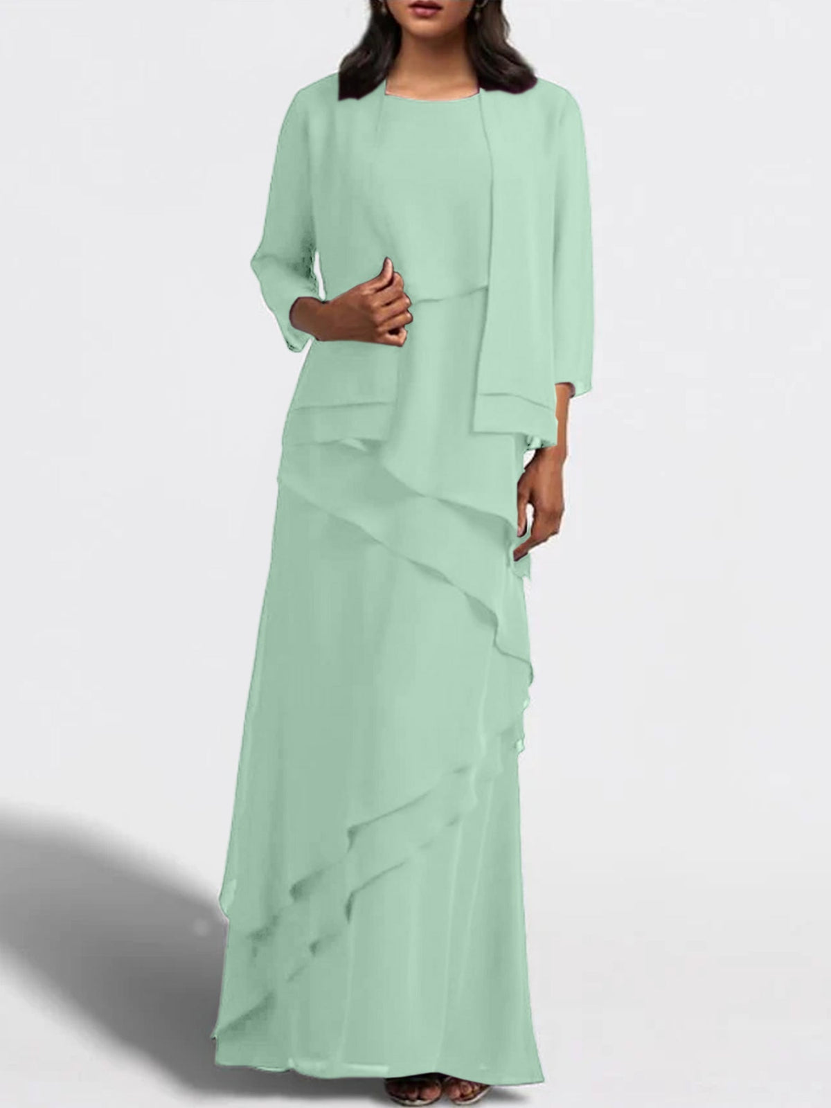 Long Mother of the Bride Sheath Dress with Matching Jacket