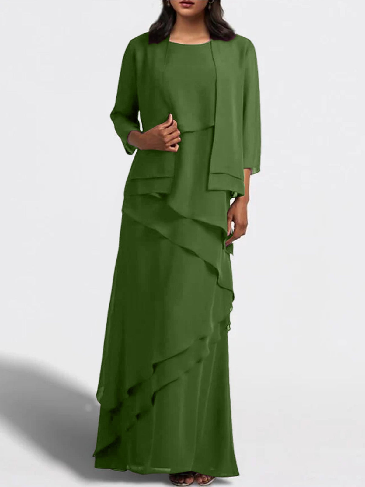 Long Mother of the Bride Sheath Dress with Matching Jacket