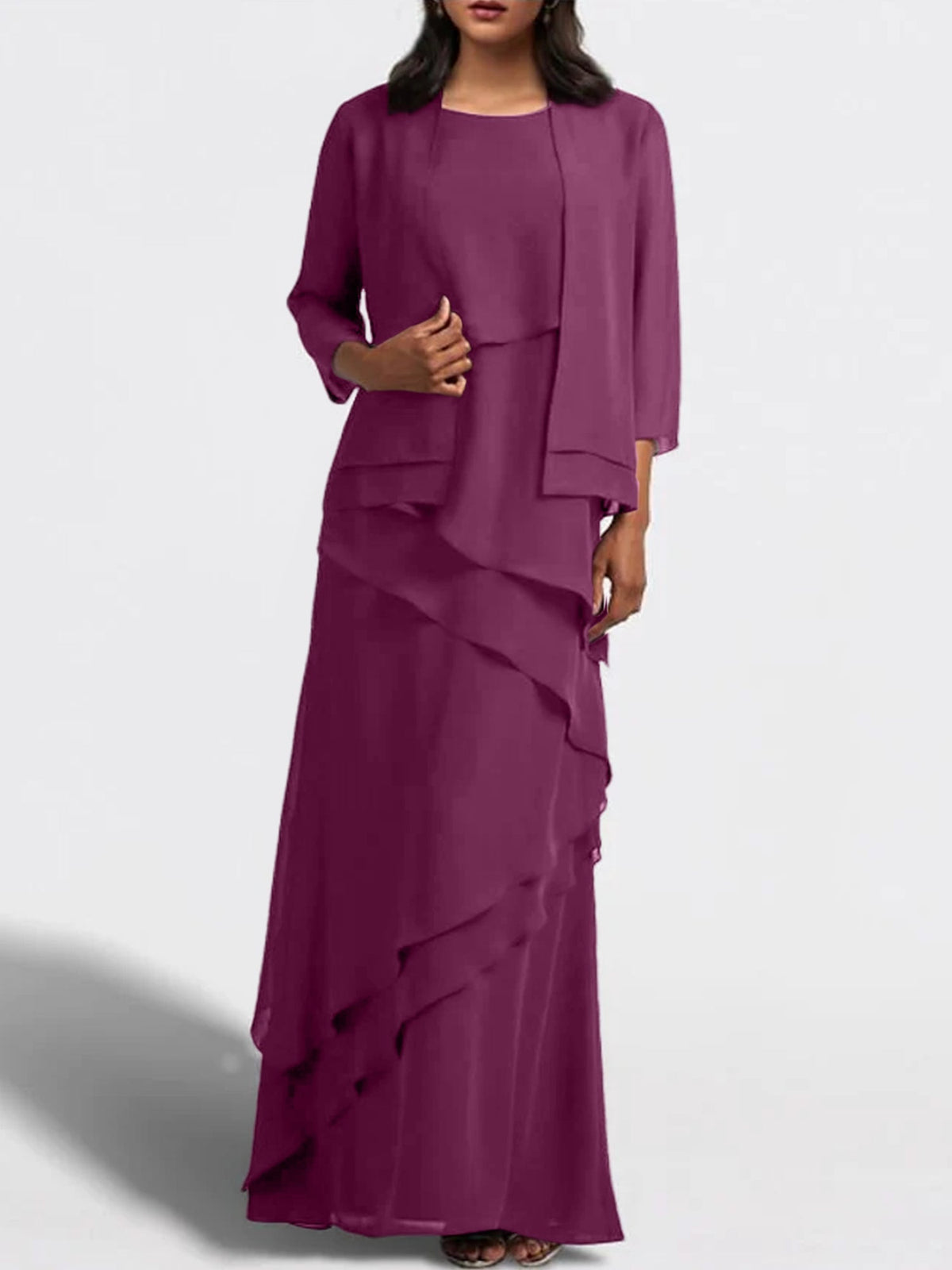 Long Mother of the Bride Sheath Dress with Matching Jacket