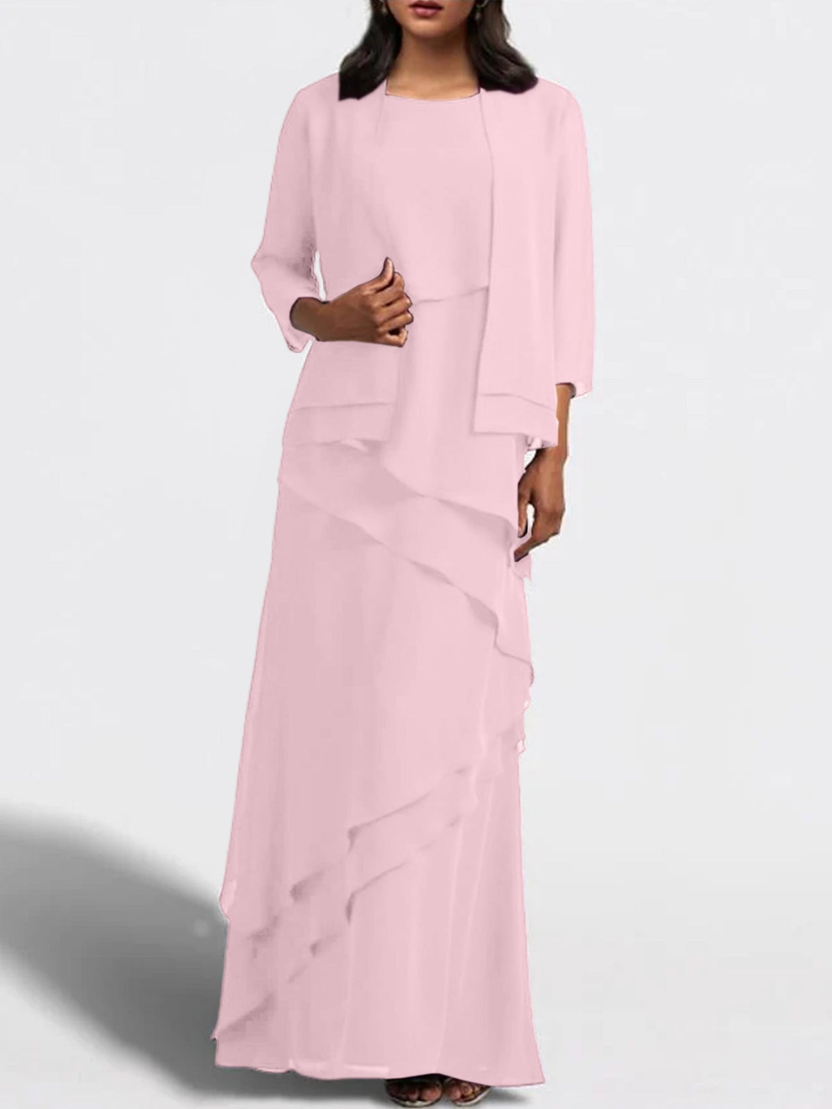 Long Mother of the Bride Sheath Dress with Matching Jacket
