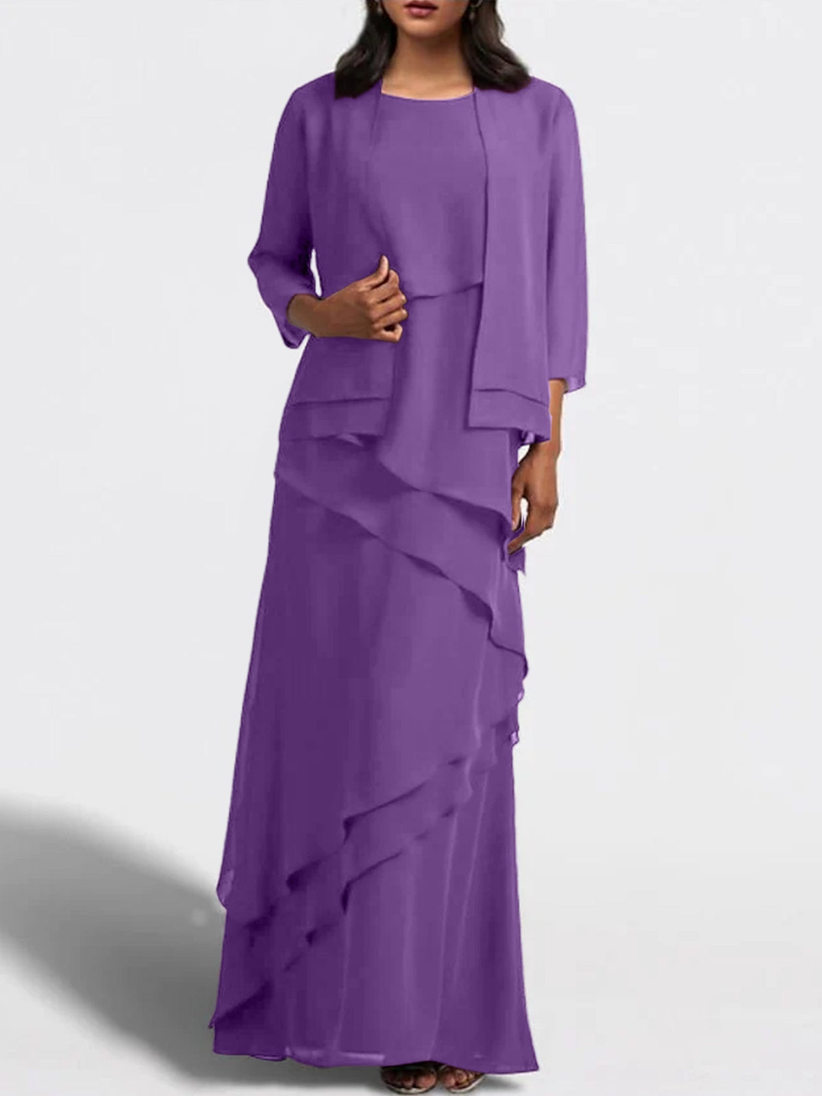 Long Mother of the Bride Sheath Dress with Matching Jacket