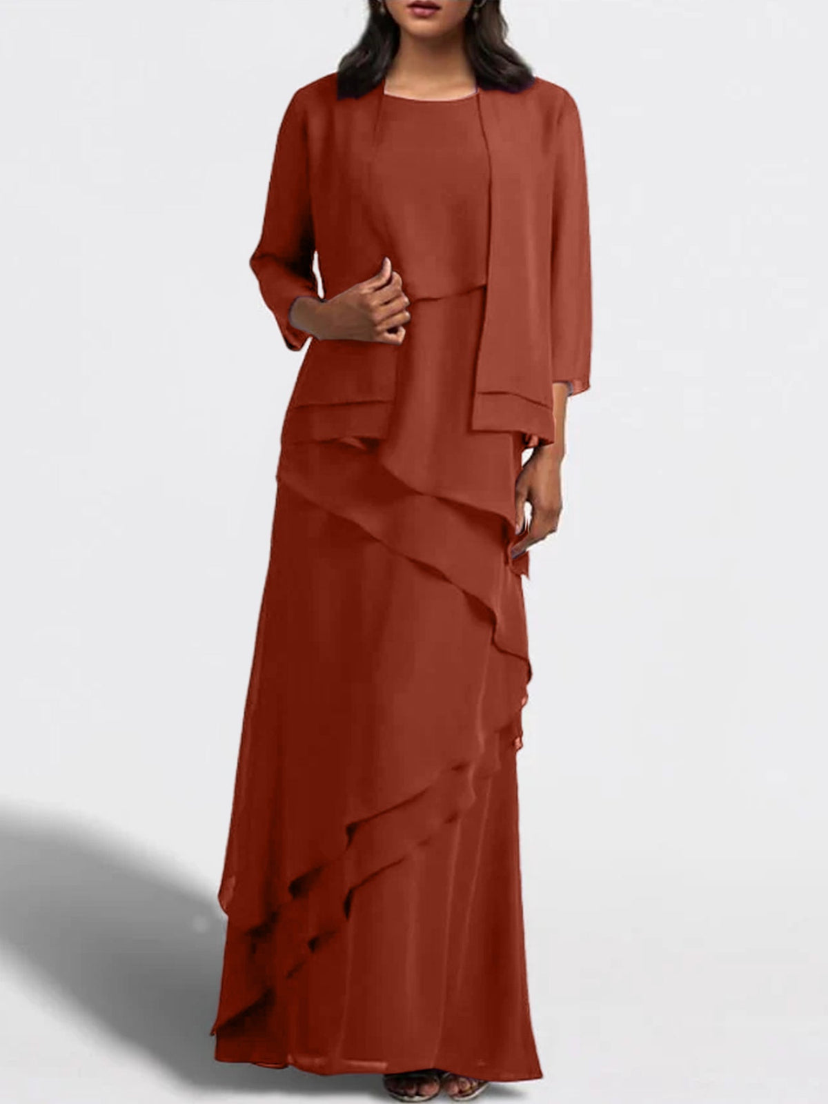 Long Mother of the Bride Sheath Dress with Matching Jacket