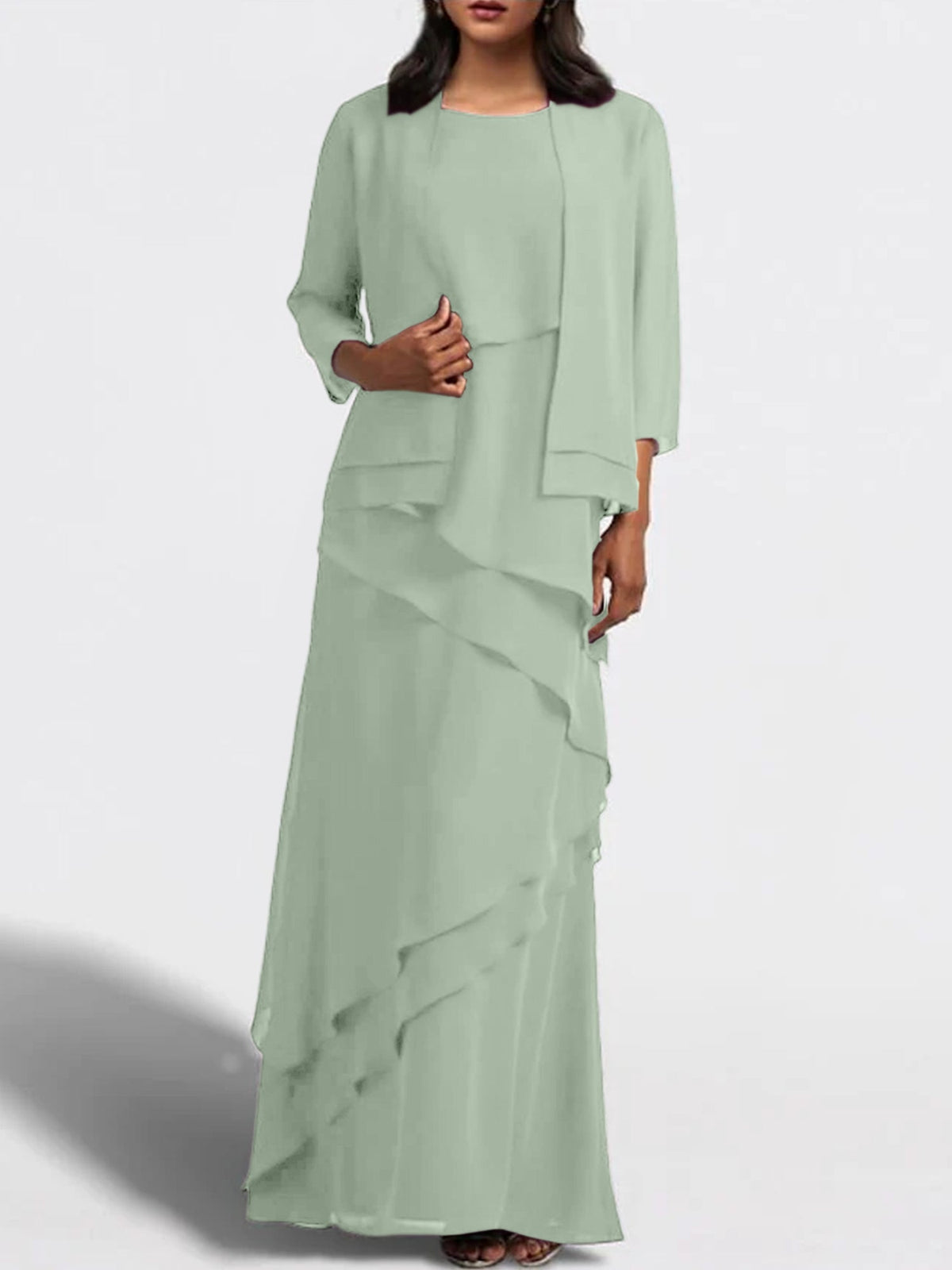 Long Mother of the Bride Sheath Dress with Matching Jacket