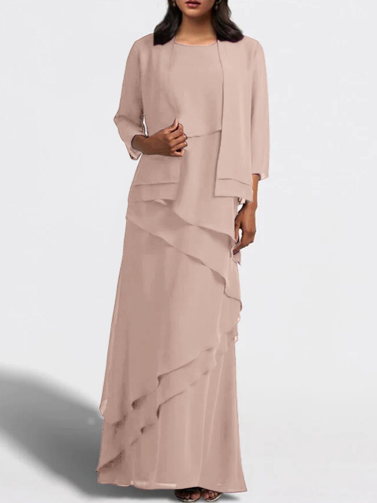 Long Mother of the Bride Sheath Dress with Matching Jacket