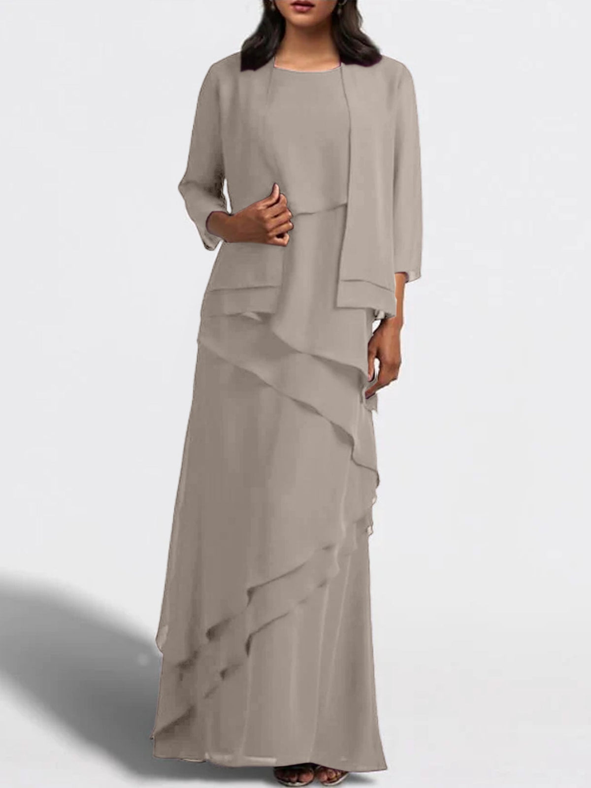 Long Mother of the Bride Sheath Dress with Matching Jacket