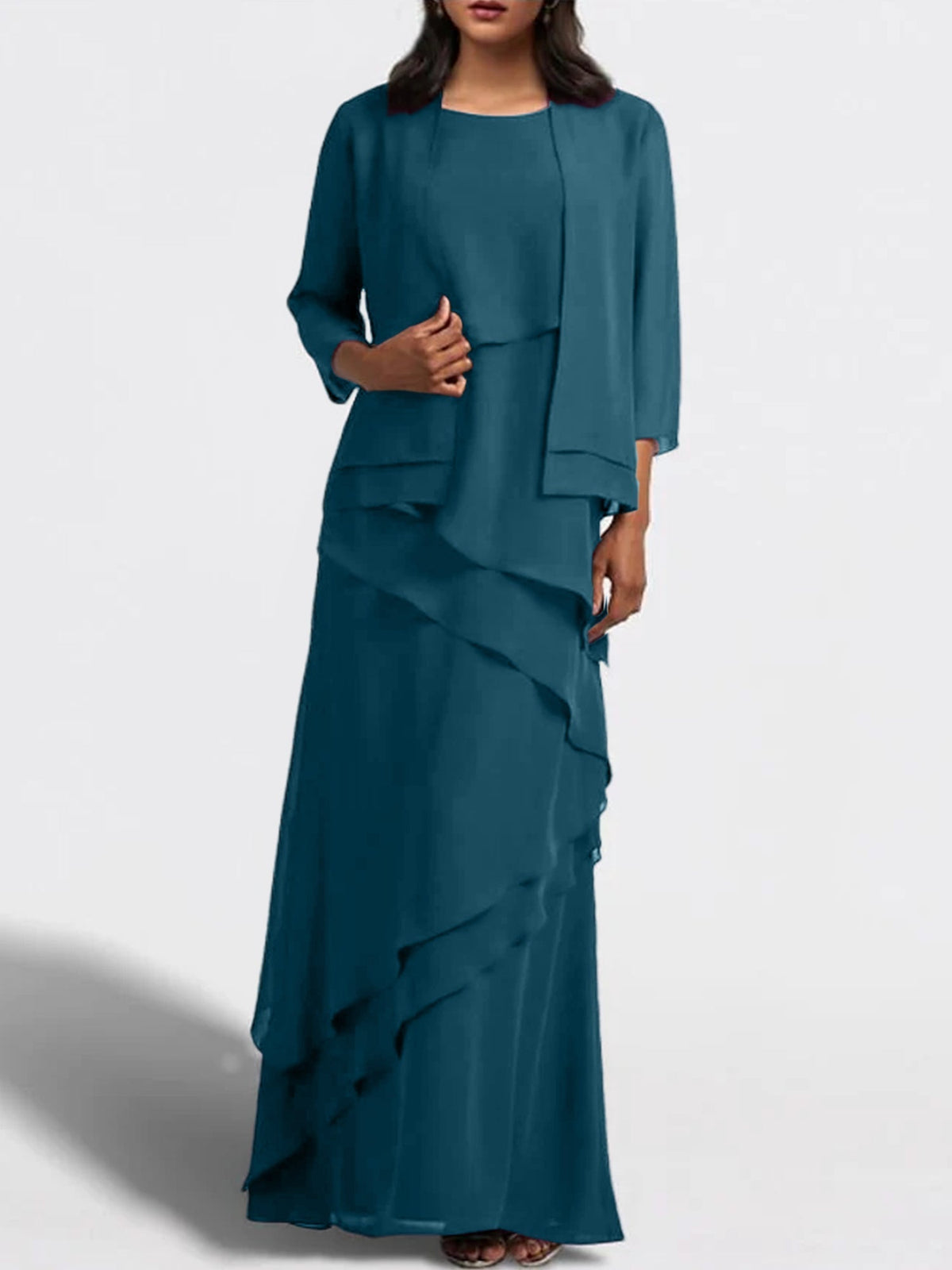 Long Mother of the Bride Sheath Dress with Matching Jacket