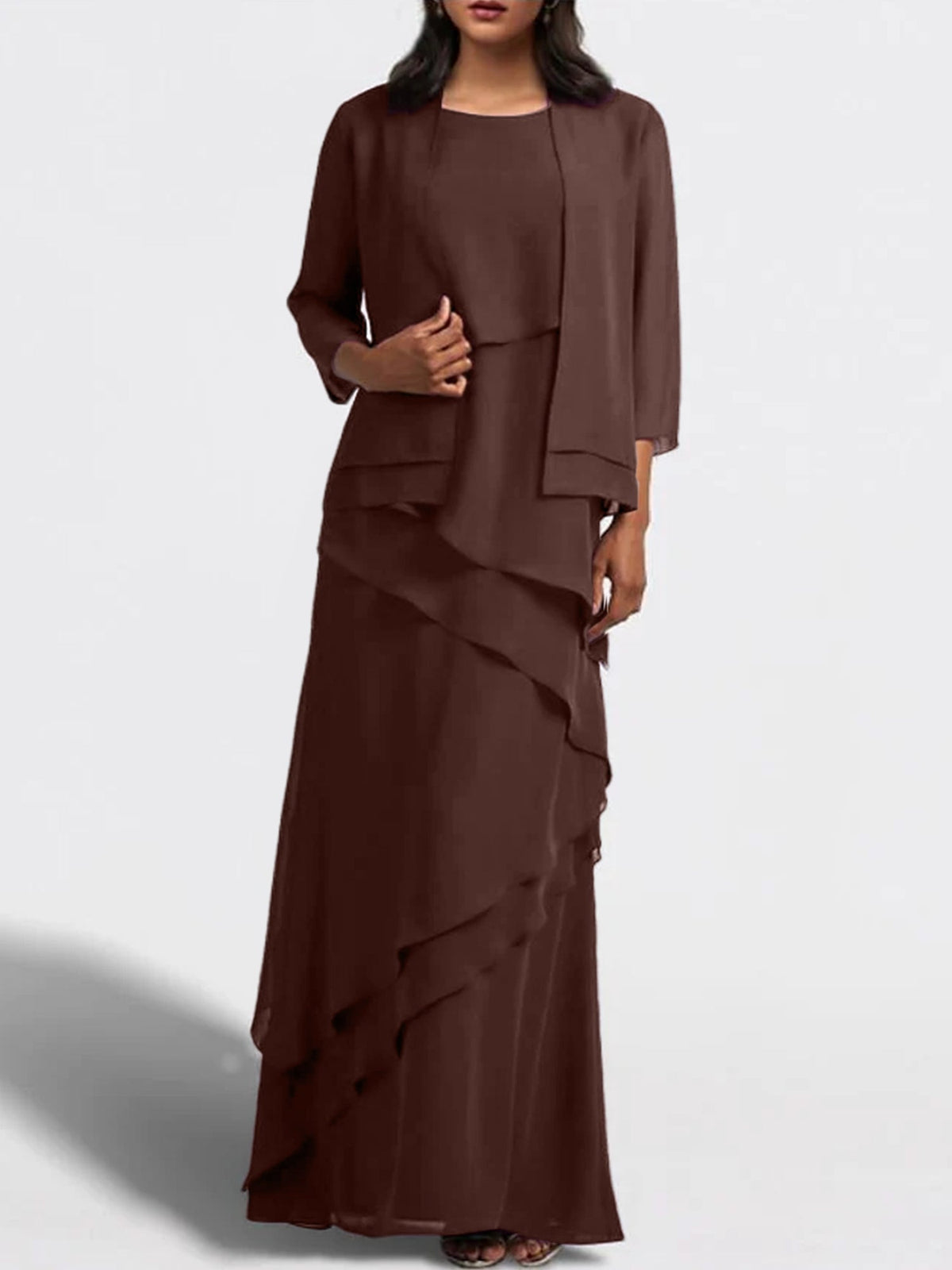 Long Mother of the Bride Sheath Dress with Matching Jacket