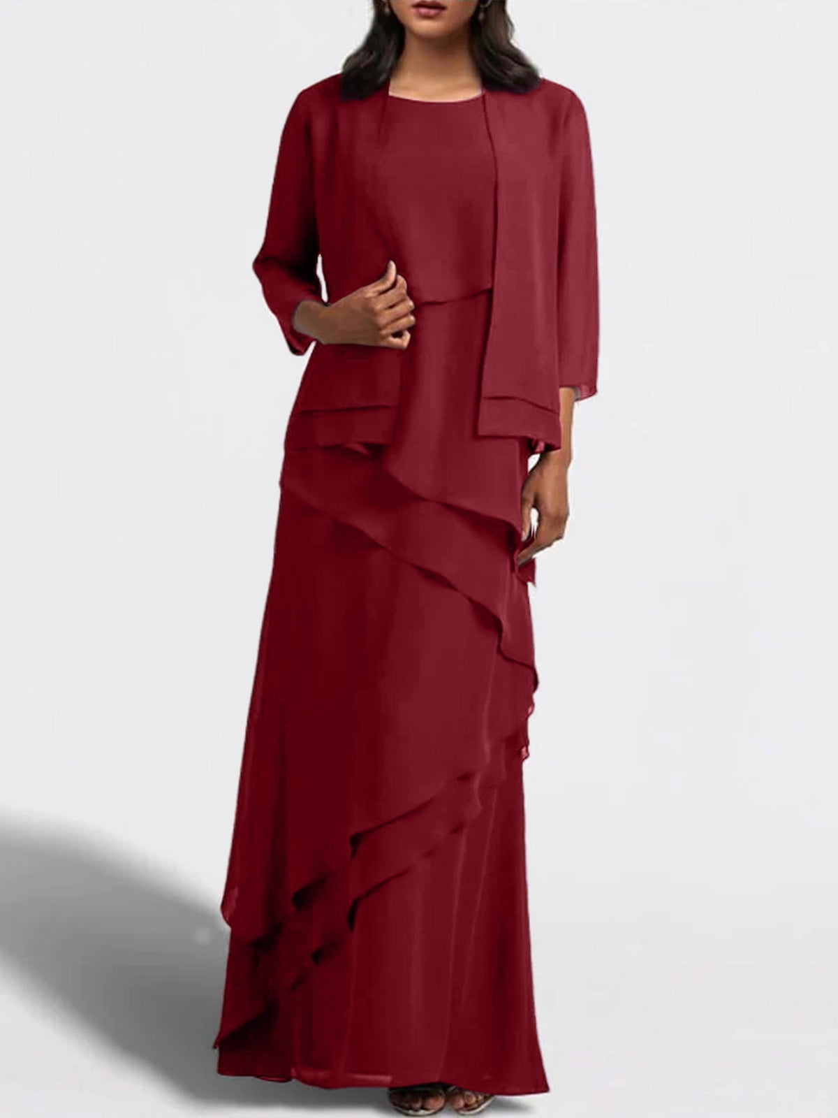 Long Mother of the Bride Sheath Dress with Matching Jacket