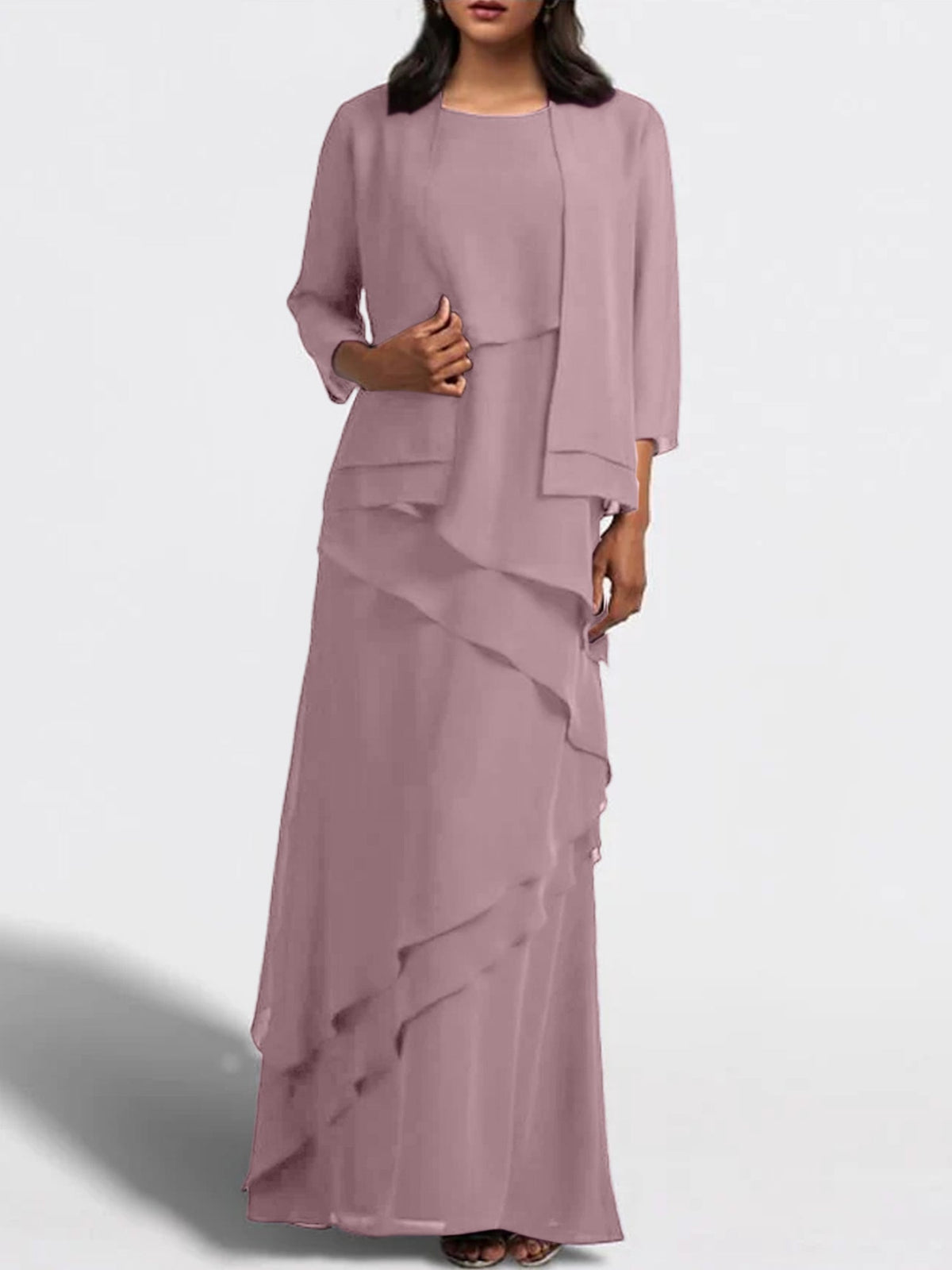 Long Mother of the Bride Sheath Dress with Matching Jacket