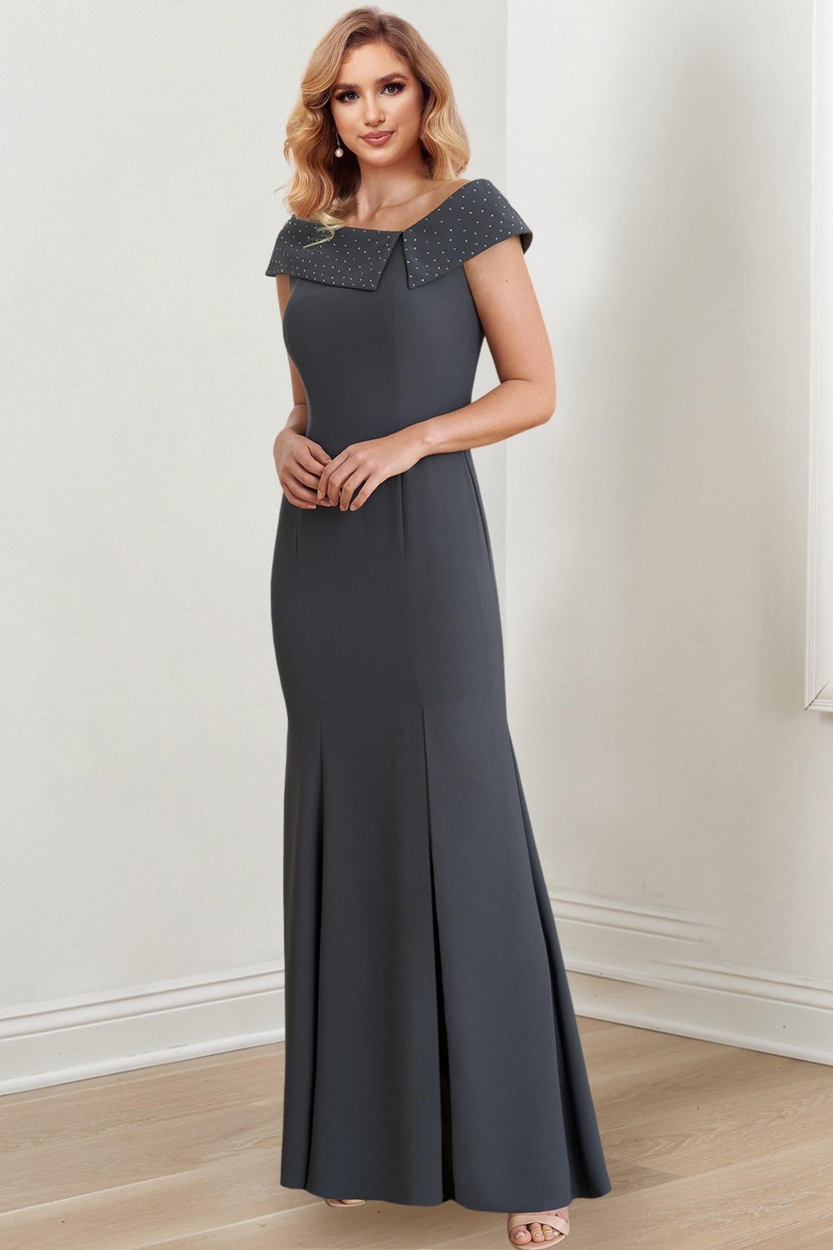 Long Mother of the Bride Sheath Column Jewel Neck Gowns