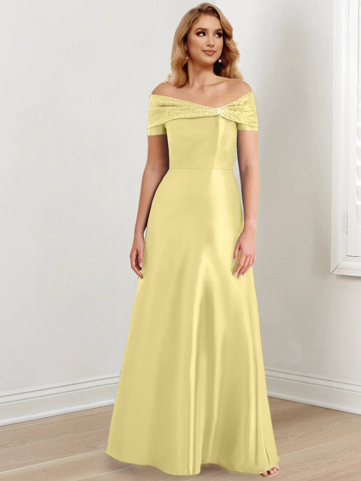 Long Off the Shoulder Mother of the Bride A Line Dress