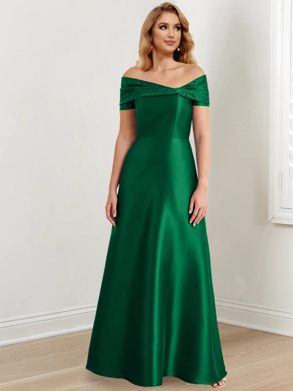 Long Off the Shoulder Mother of the Bride A Line Dress