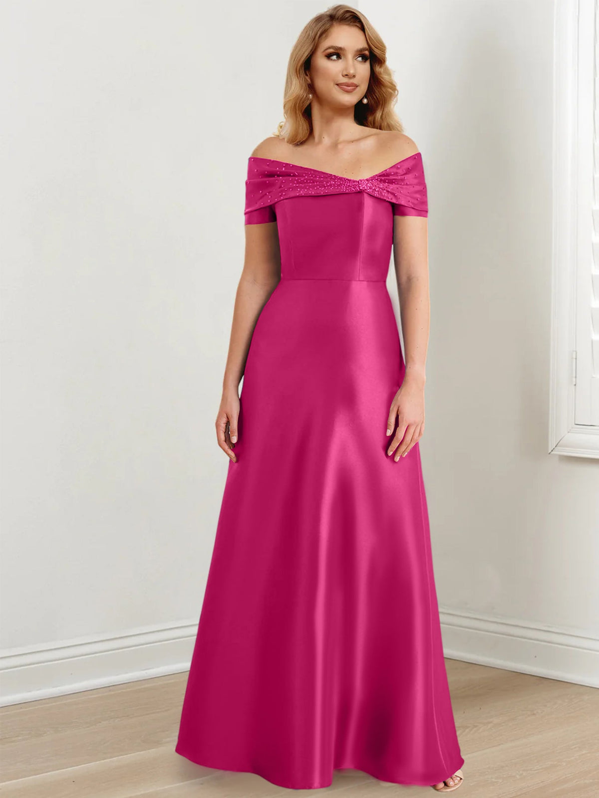 Long Off the Shoulder Mother of the Bride A Line Dress