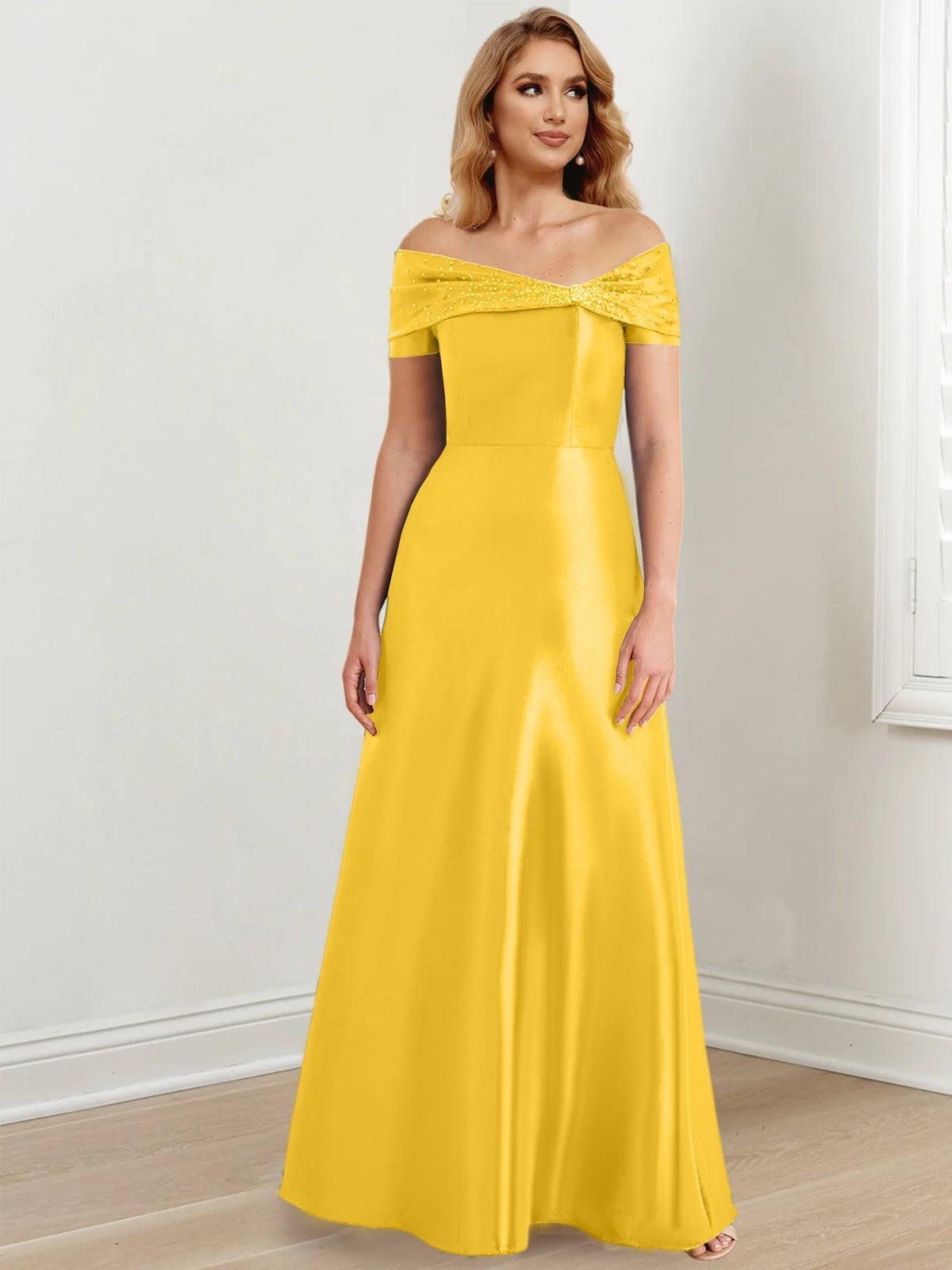 Long Off the Shoulder Mother of the Bride A Line Dress