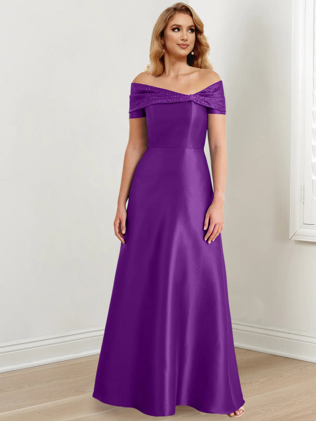 Long Off the Shoulder Mother of the Bride A Line Dress