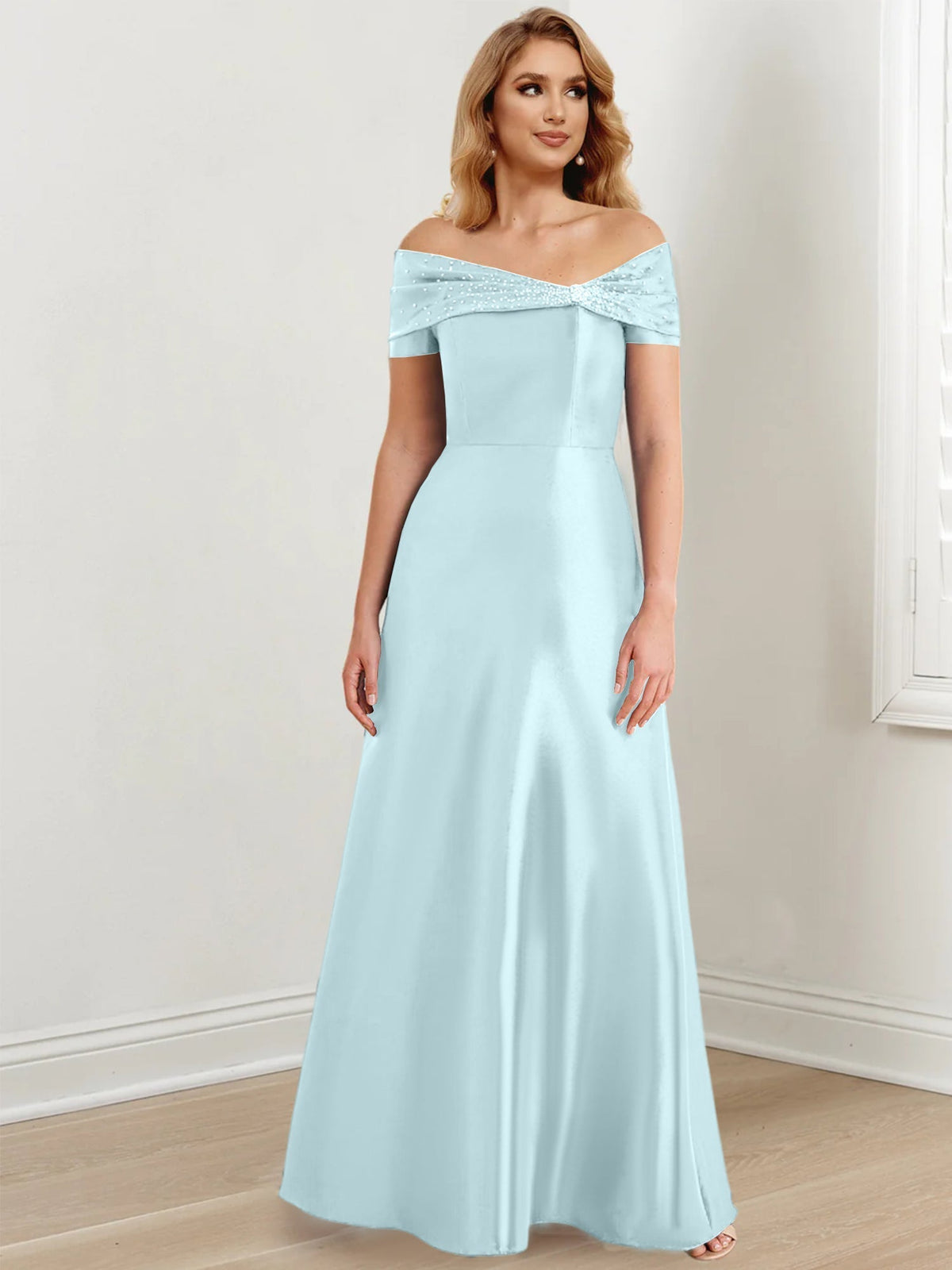 Long Off the Shoulder Mother of the Bride A Line Dress