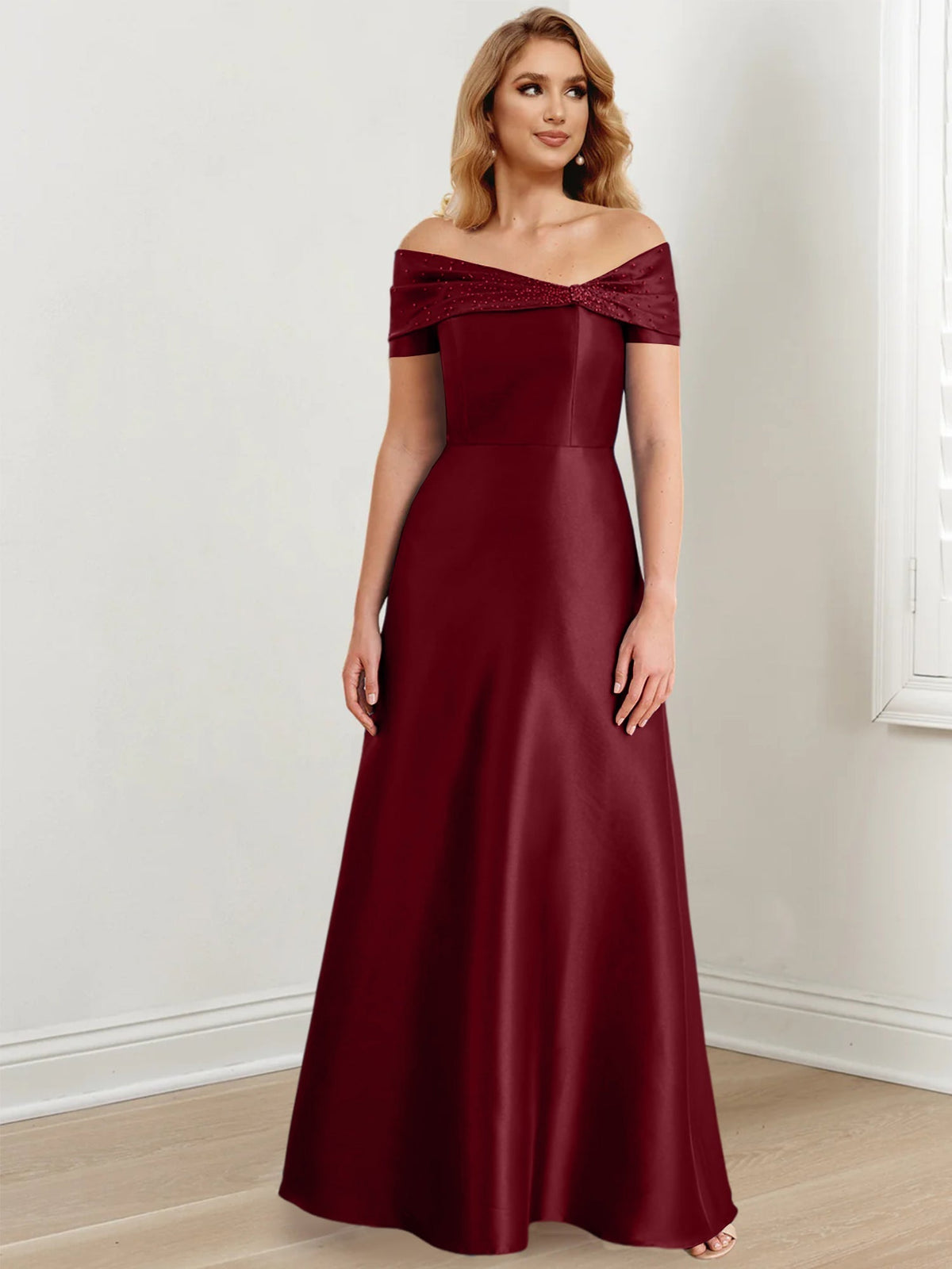 Long Off the Shoulder Mother of the Bride A Line Dress