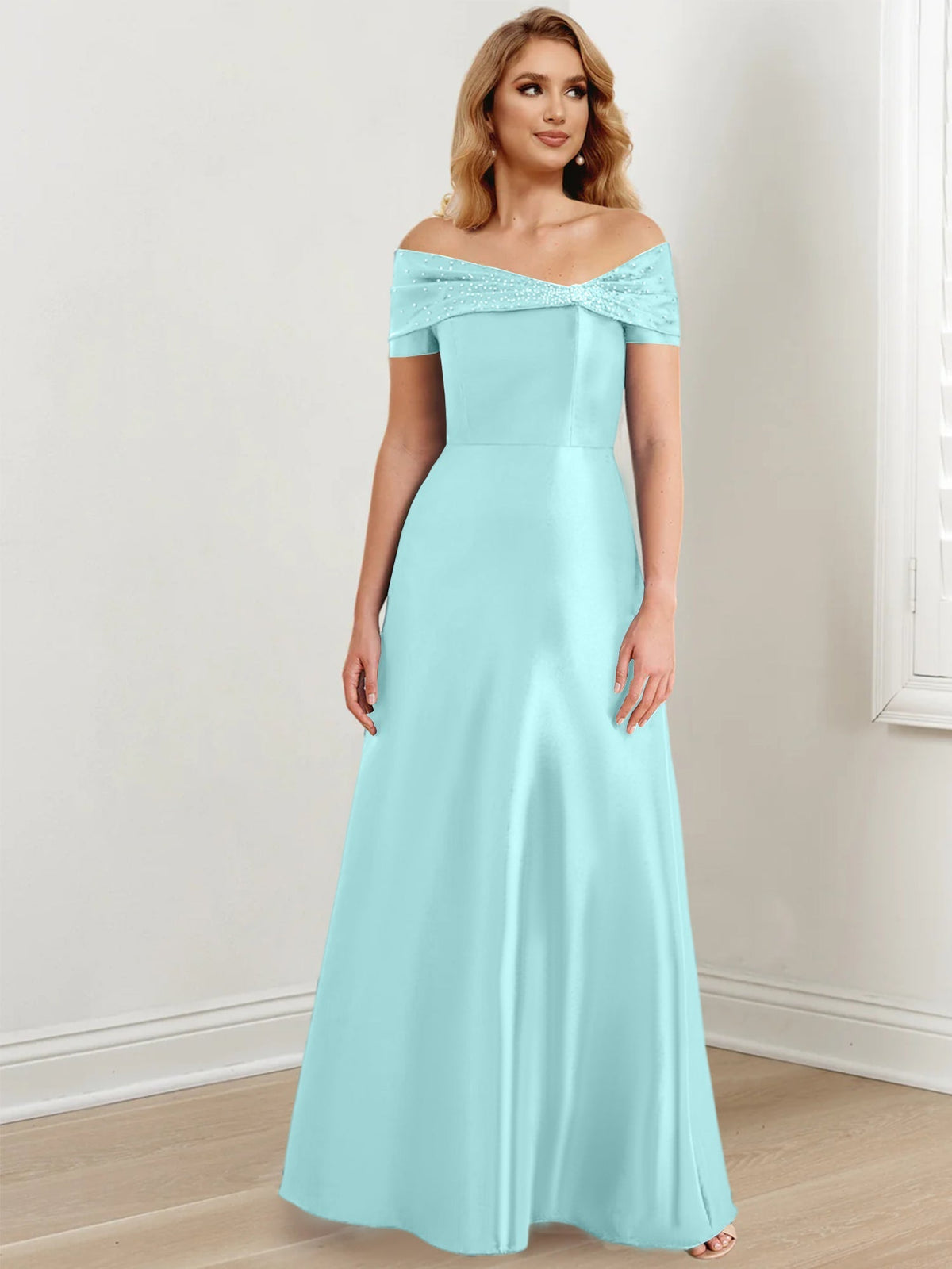 Long Off the Shoulder Mother of the Bride A Line Dress