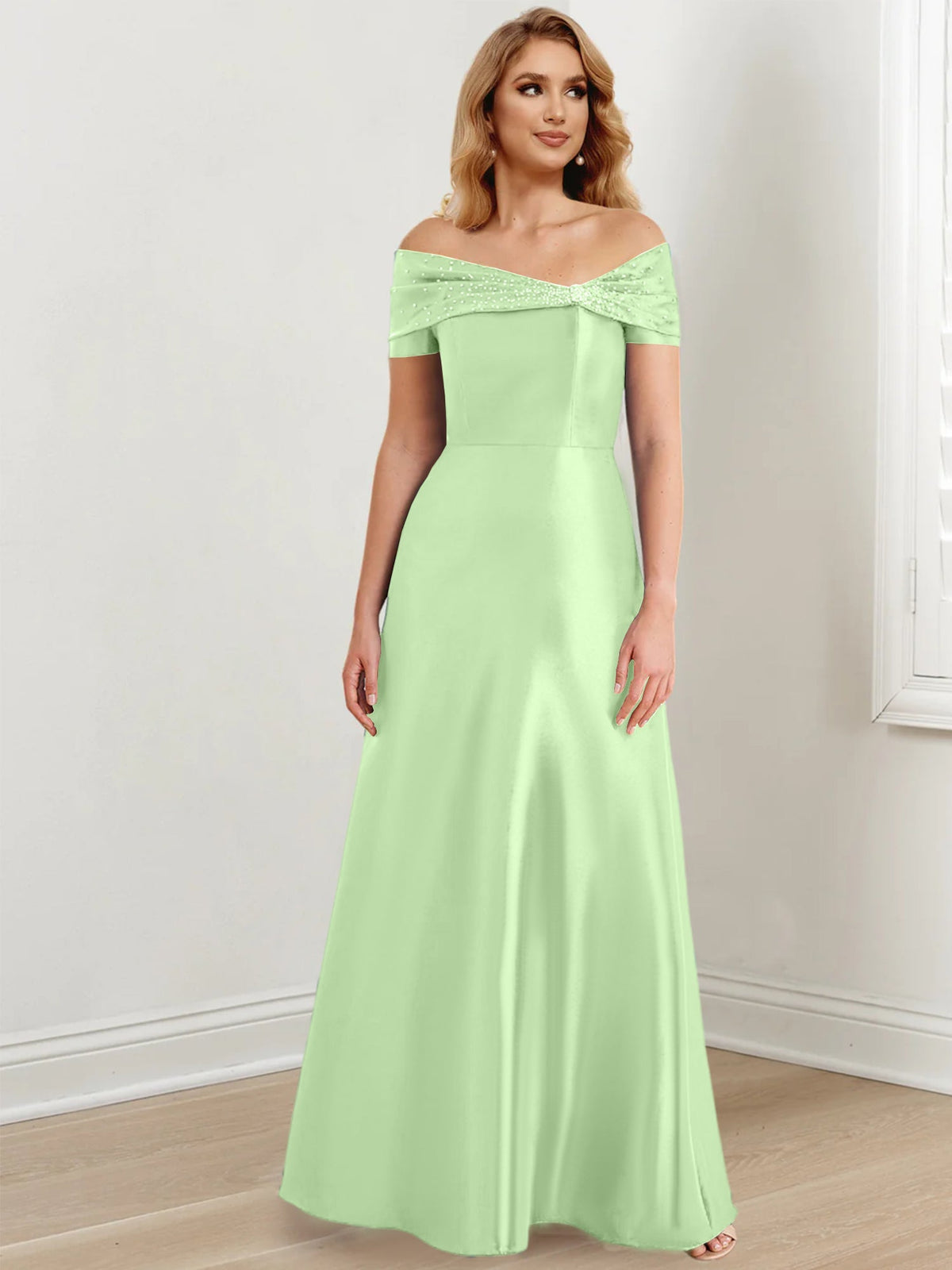 Long Off the Shoulder Mother of the Bride A Line Dress