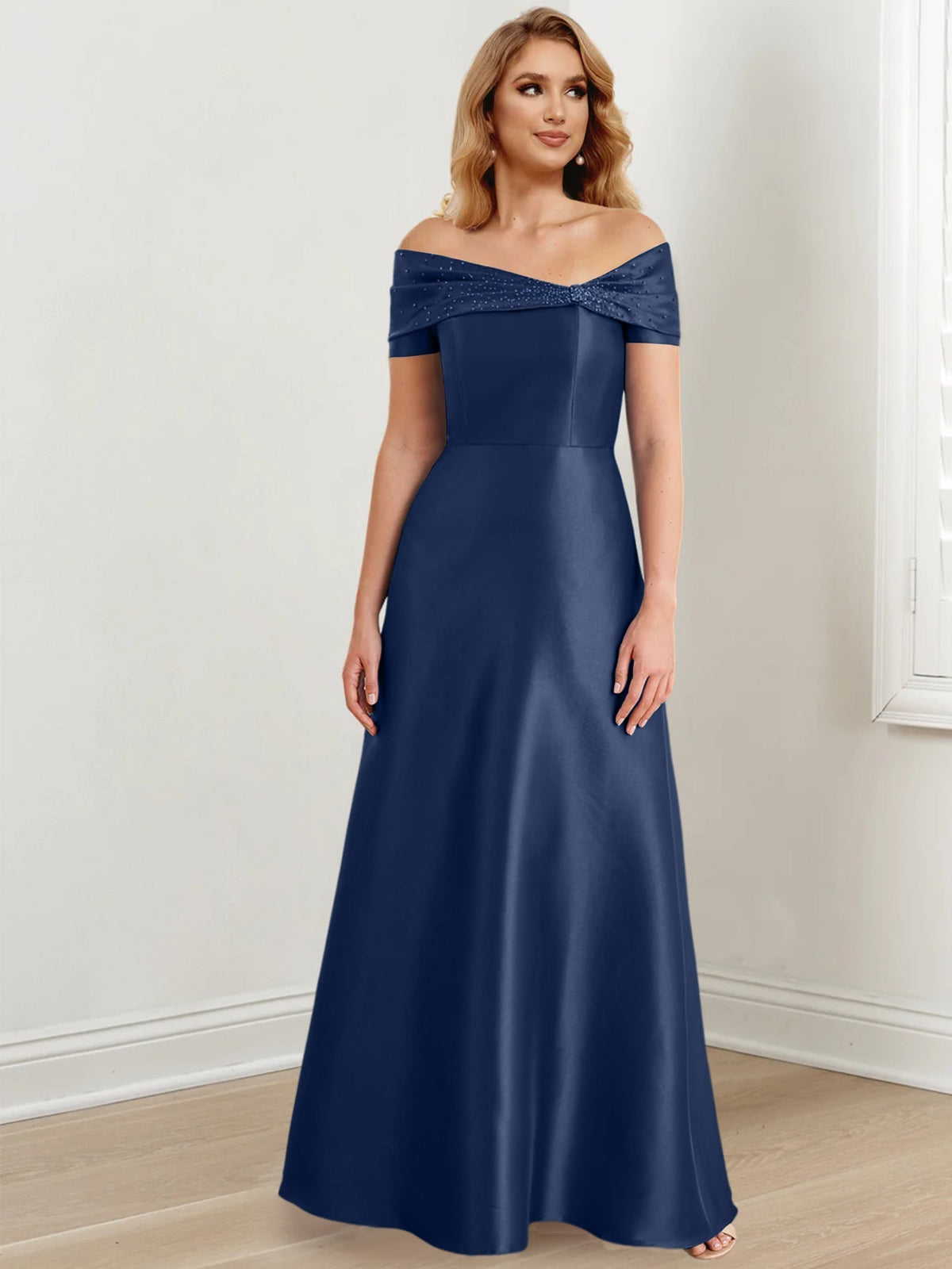 Long Off the Shoulder Mother of the Bride A Line Dress