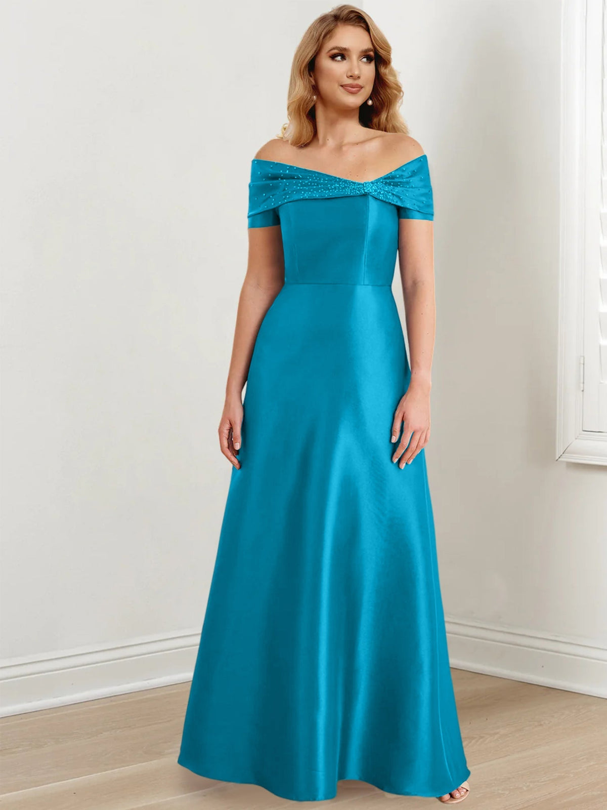 Long Off the Shoulder Mother of the Bride A Line Dress