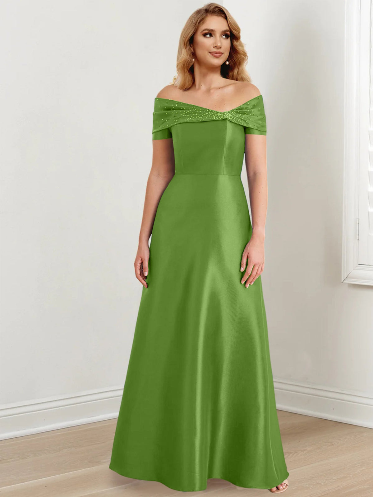 Long Off the Shoulder Mother of the Bride A Line Dress