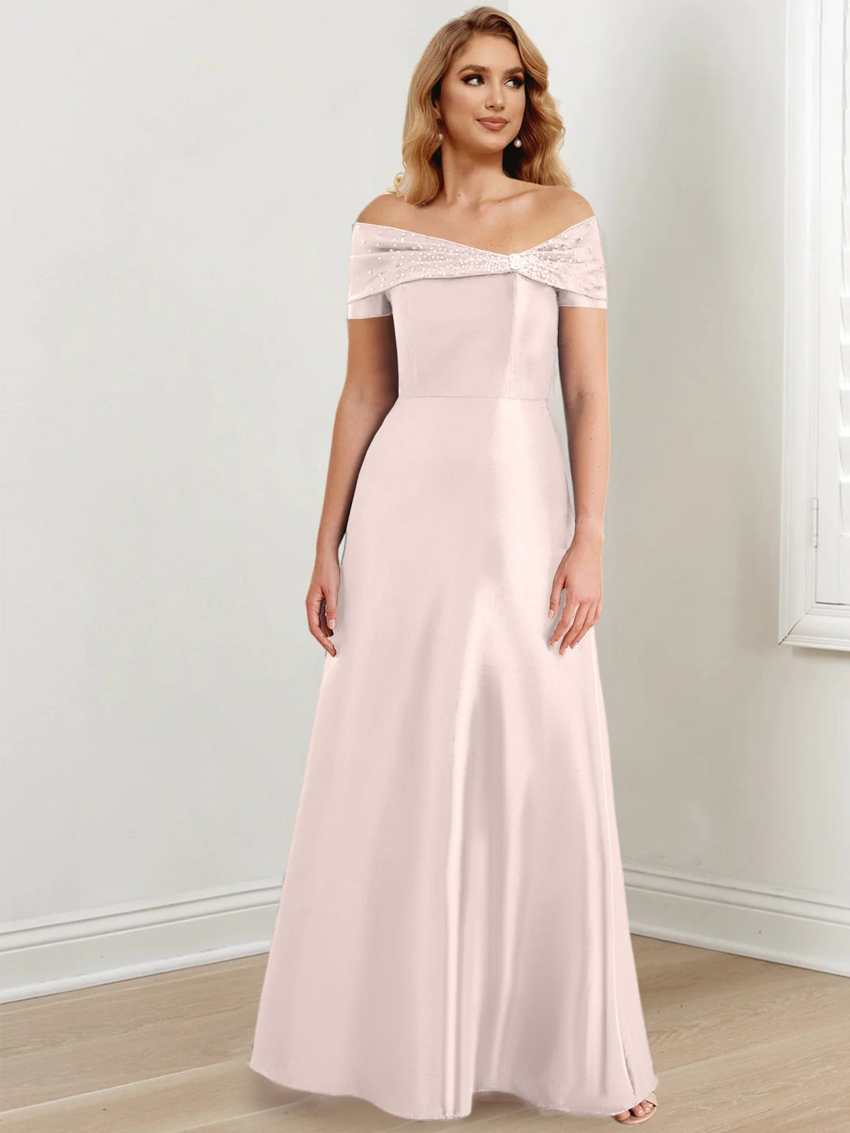 Long Off the Shoulder Mother of the Bride A Line Dress