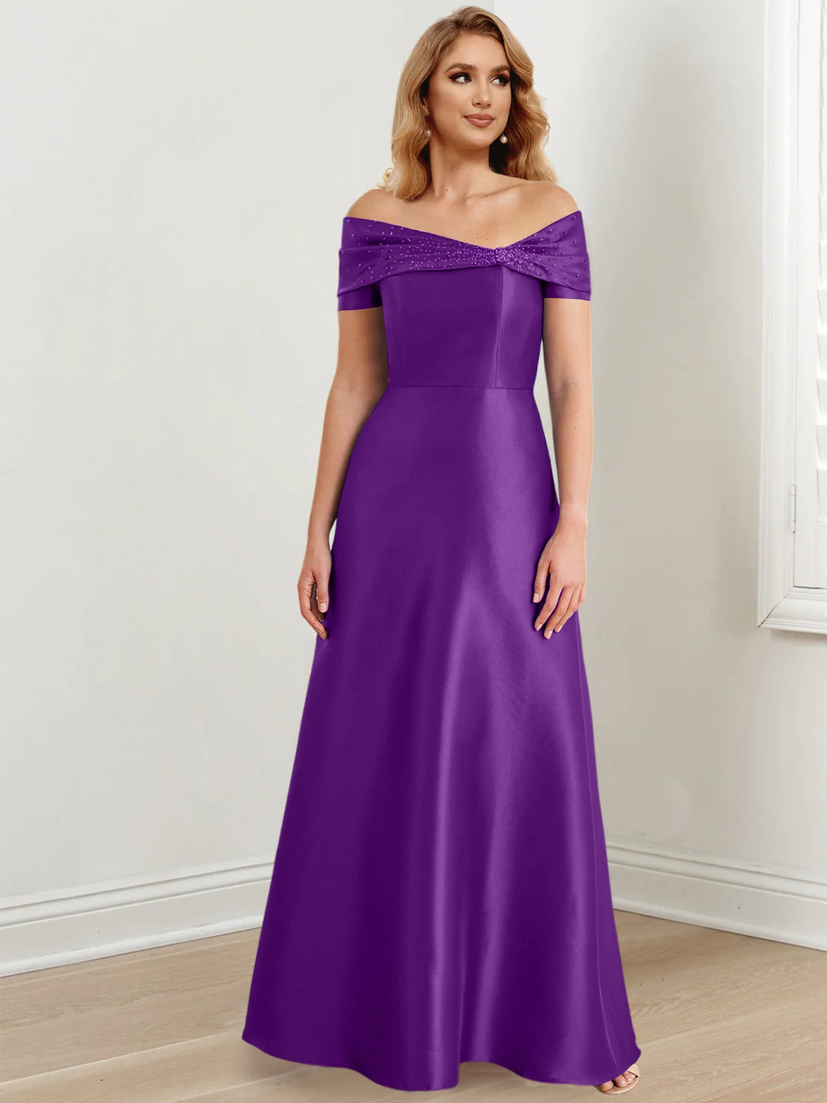 Long Off the Shoulder Mother of the Bride A Line Dress