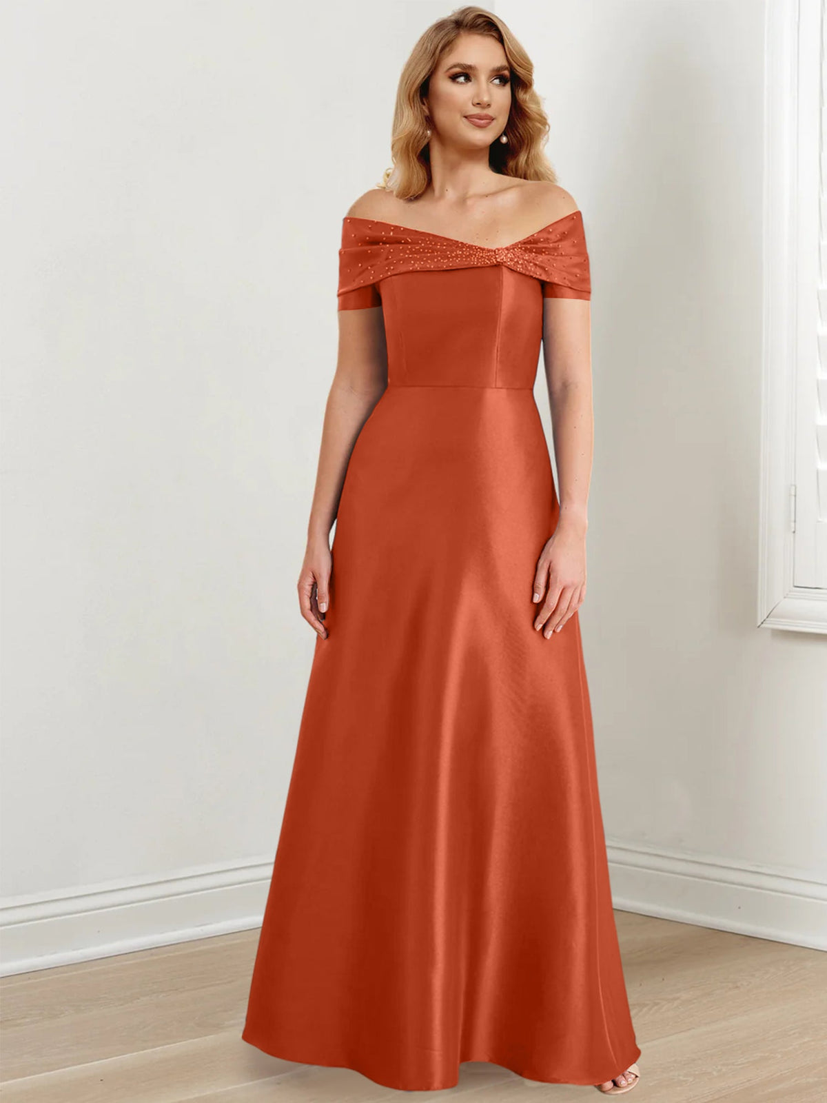 Long Off the Shoulder Mother of the Bride A Line Dress