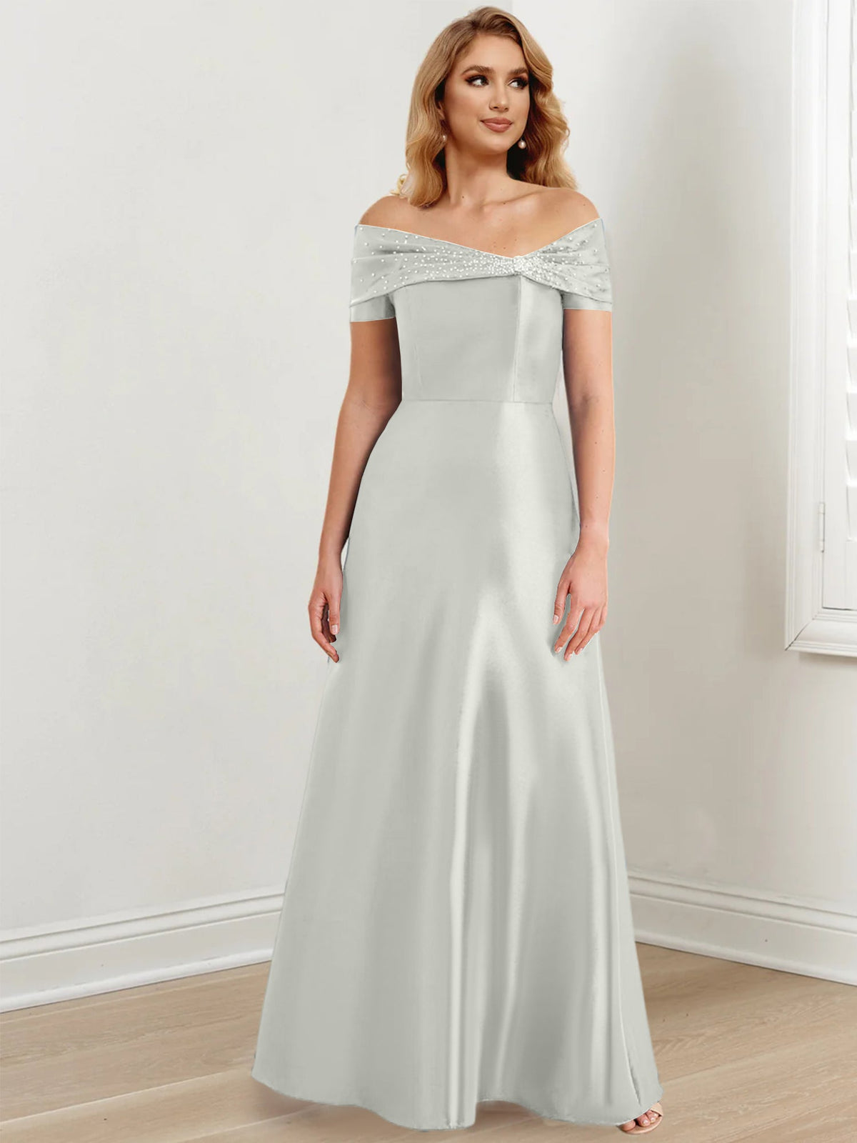Long Off the Shoulder Mother of the Bride A Line Dress
