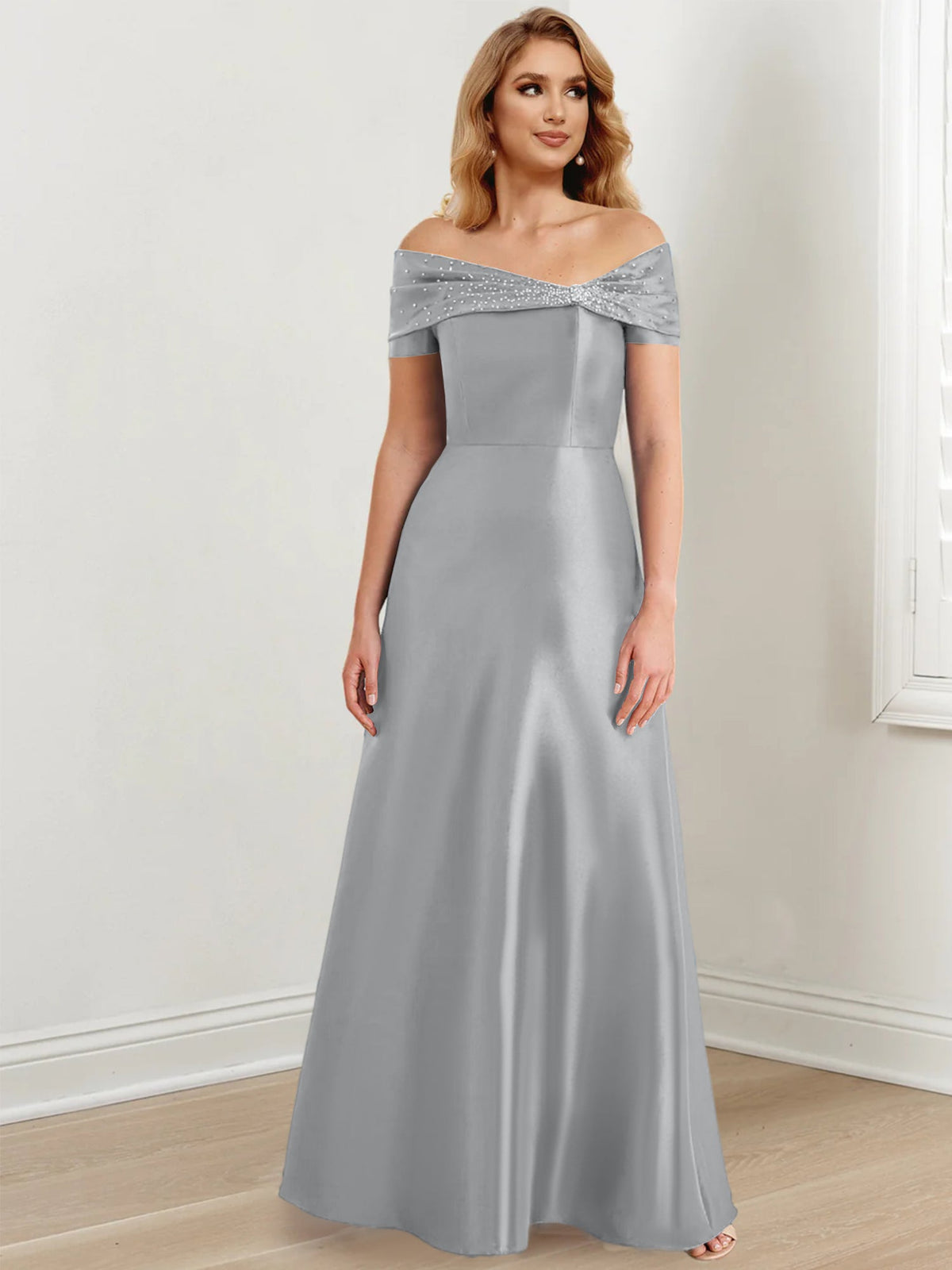 Long Off the Shoulder Mother of the Bride A Line Dress