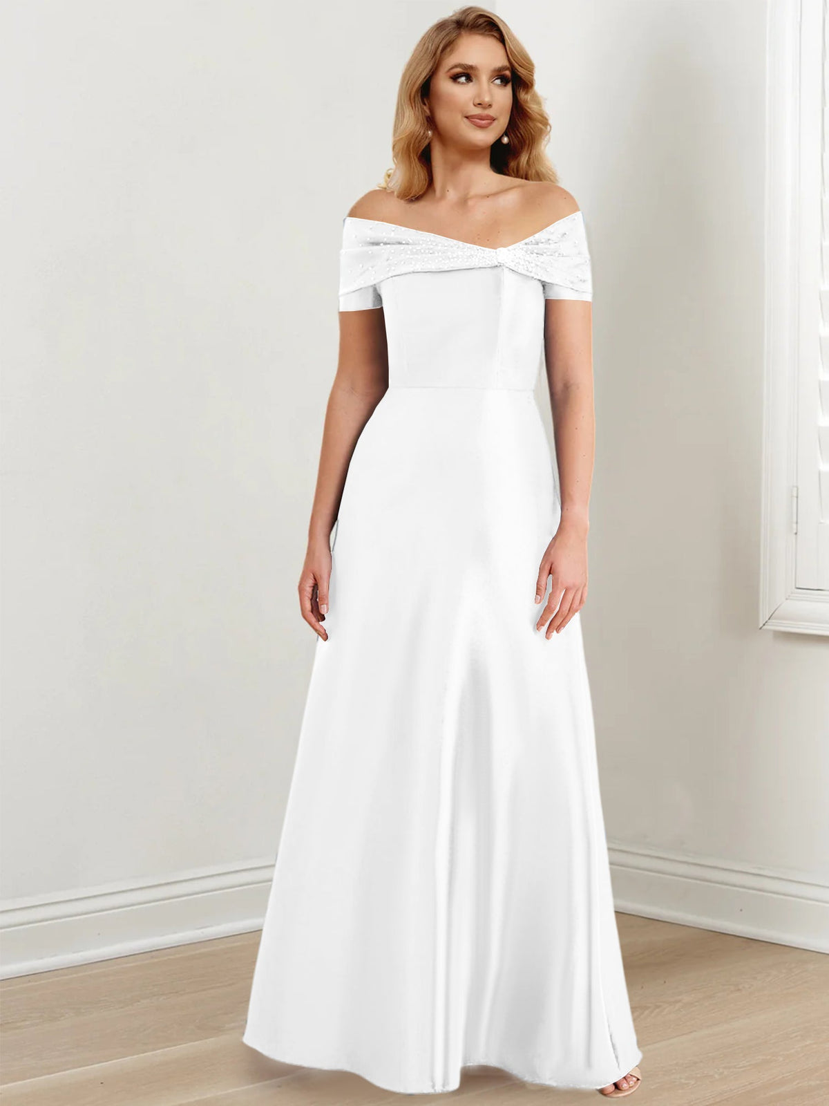 Long Off the Shoulder Mother of the Bride A Line Dress