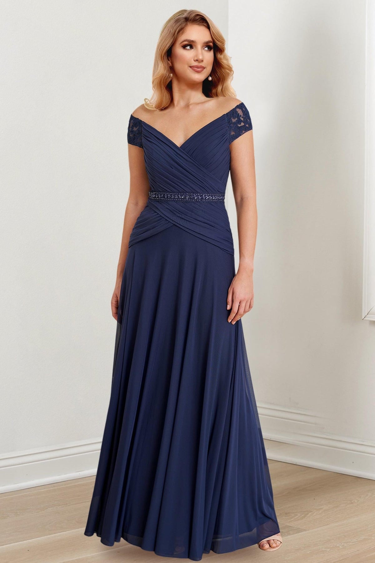 Long Off the Shoulder Mother of the Bride A Line Dress